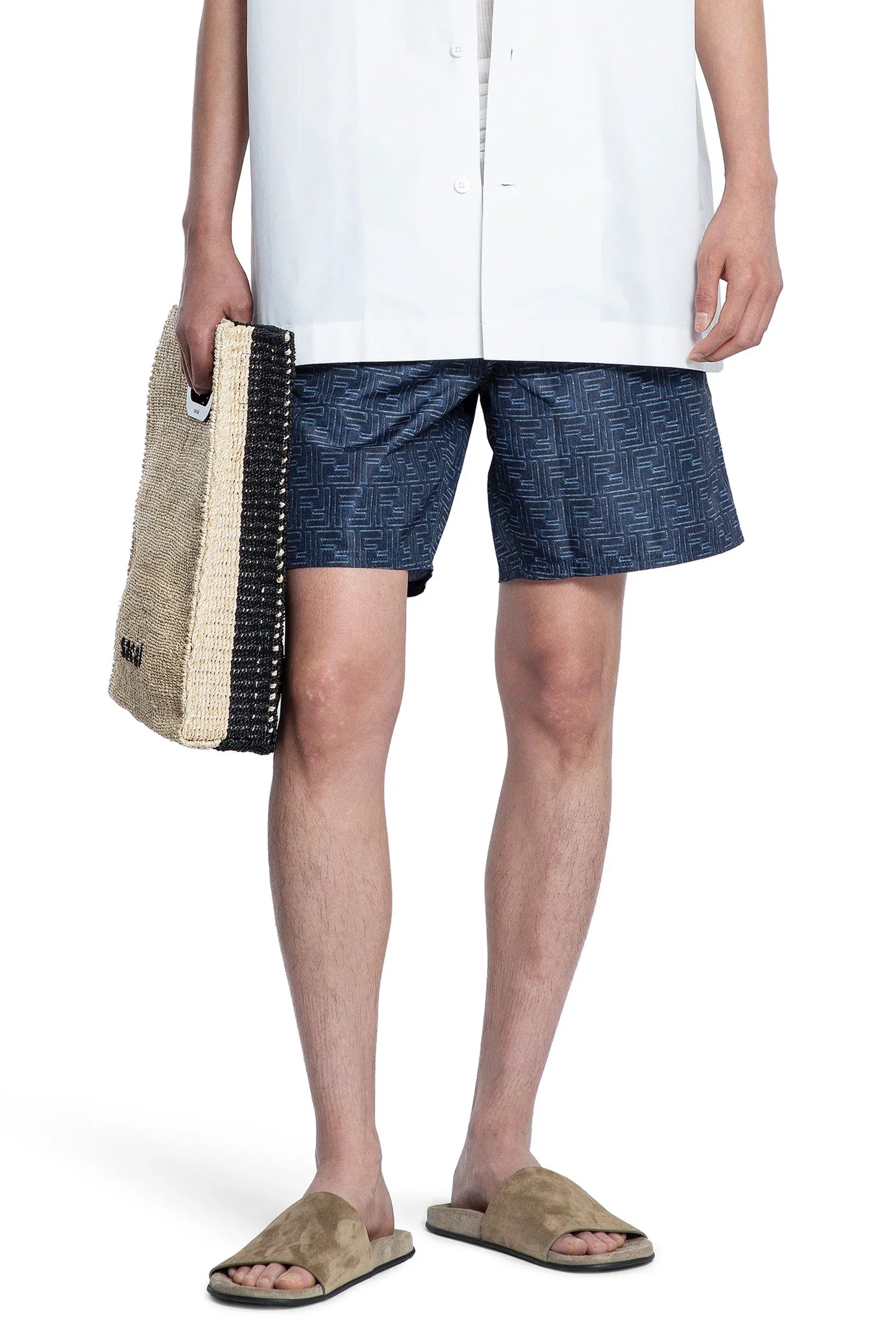 Denim-Effect FF Nylon Swim Shorts - Antonioli.eu
