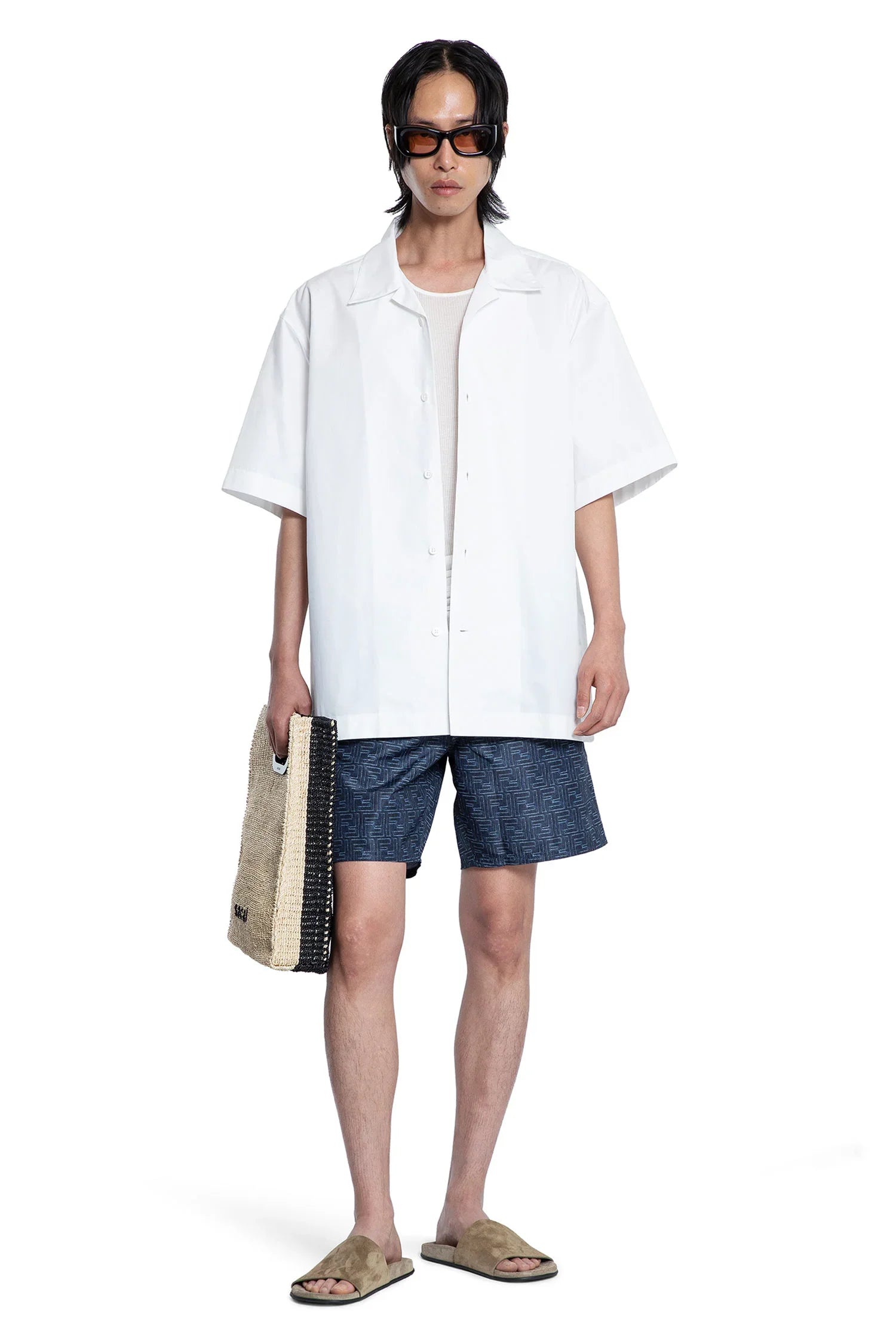 Denim-Effect FF Nylon Swim Shorts - Antonioli.eu