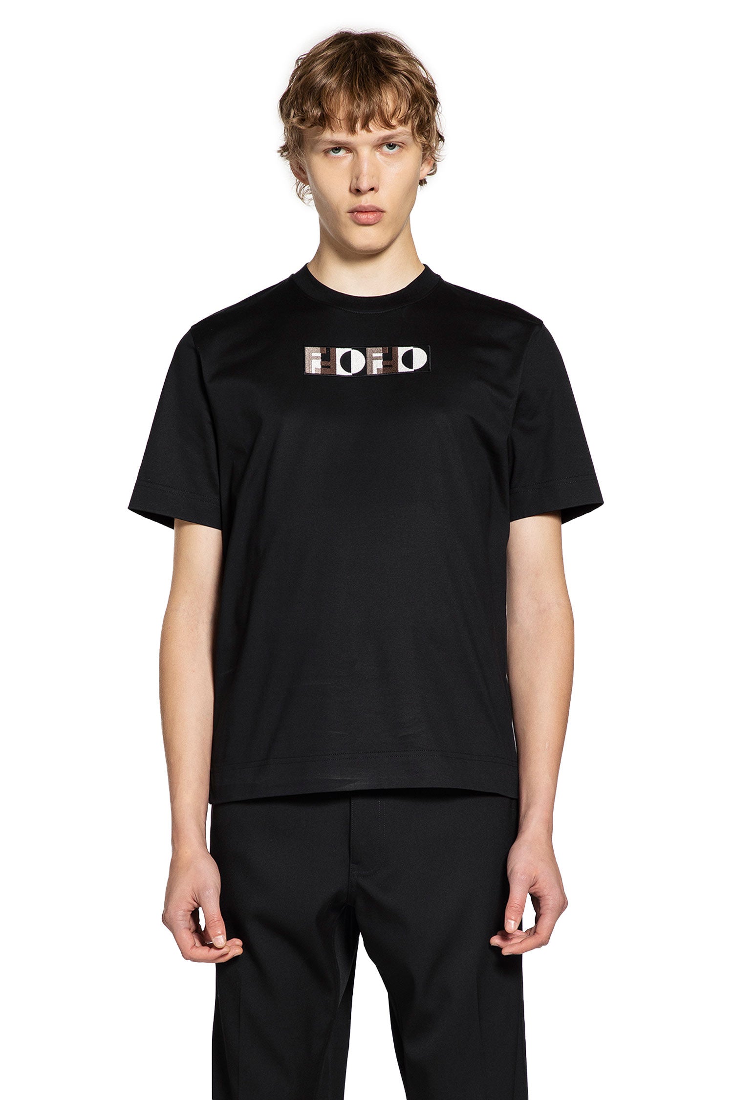 FENDI MAN BLACK T-SHIRTS & TANK TOPS