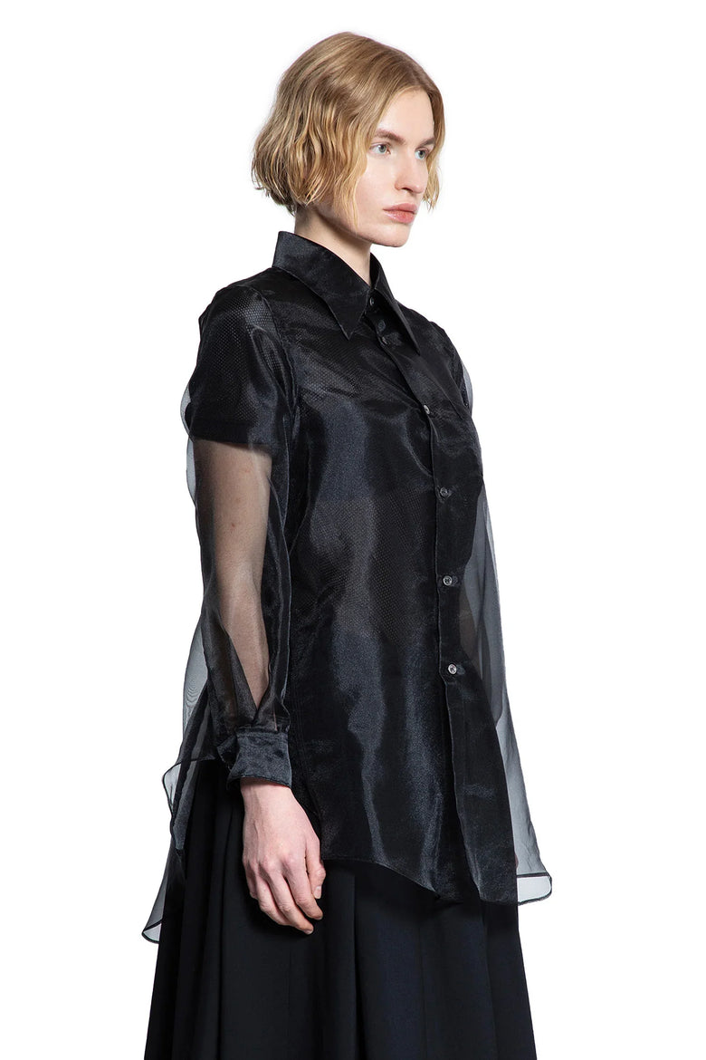 Layered Wool Mesh and Tulle Shirt - Antonioli.eu
