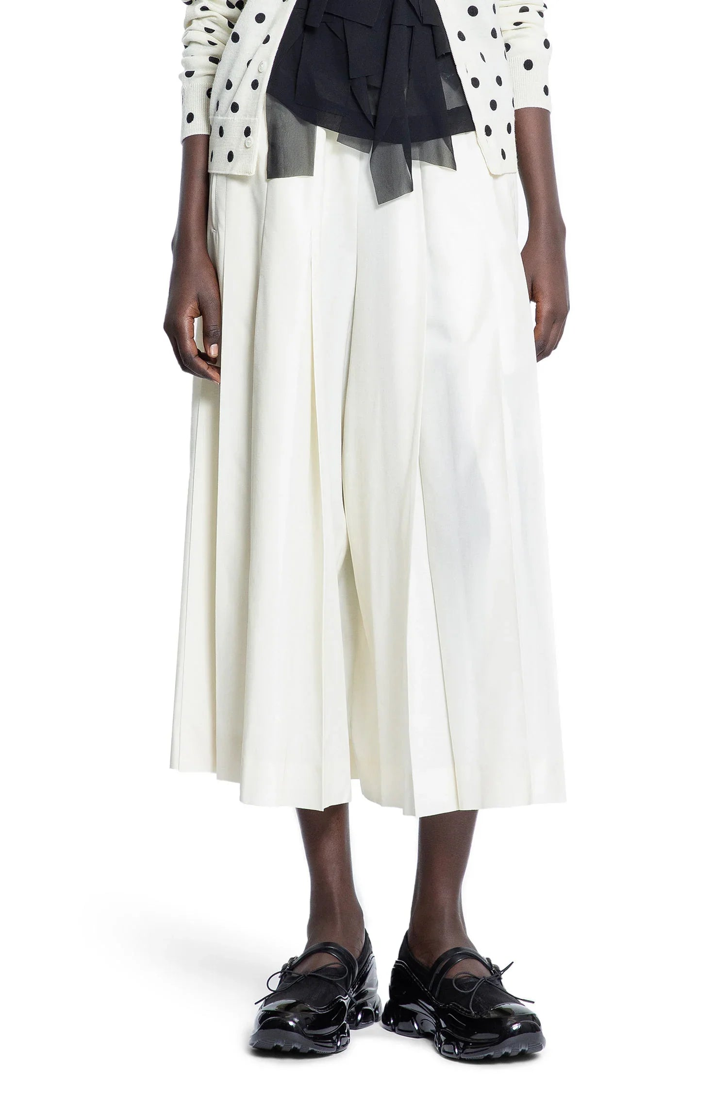 Pleated Wide Leg Cropped Pants - Antonioli.eu
