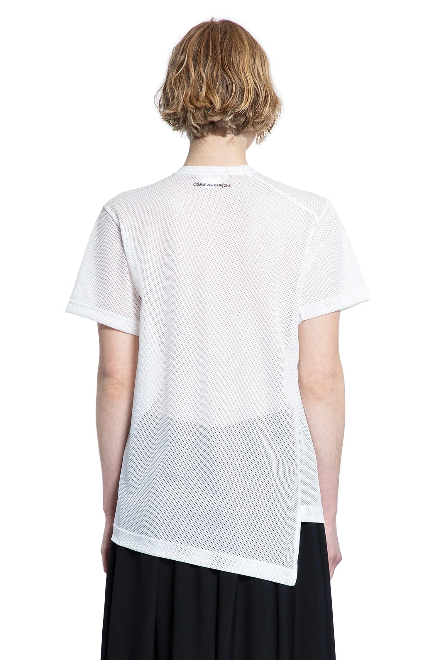 Asymmetric nylon mesh t-shirt - Antonioli.eu