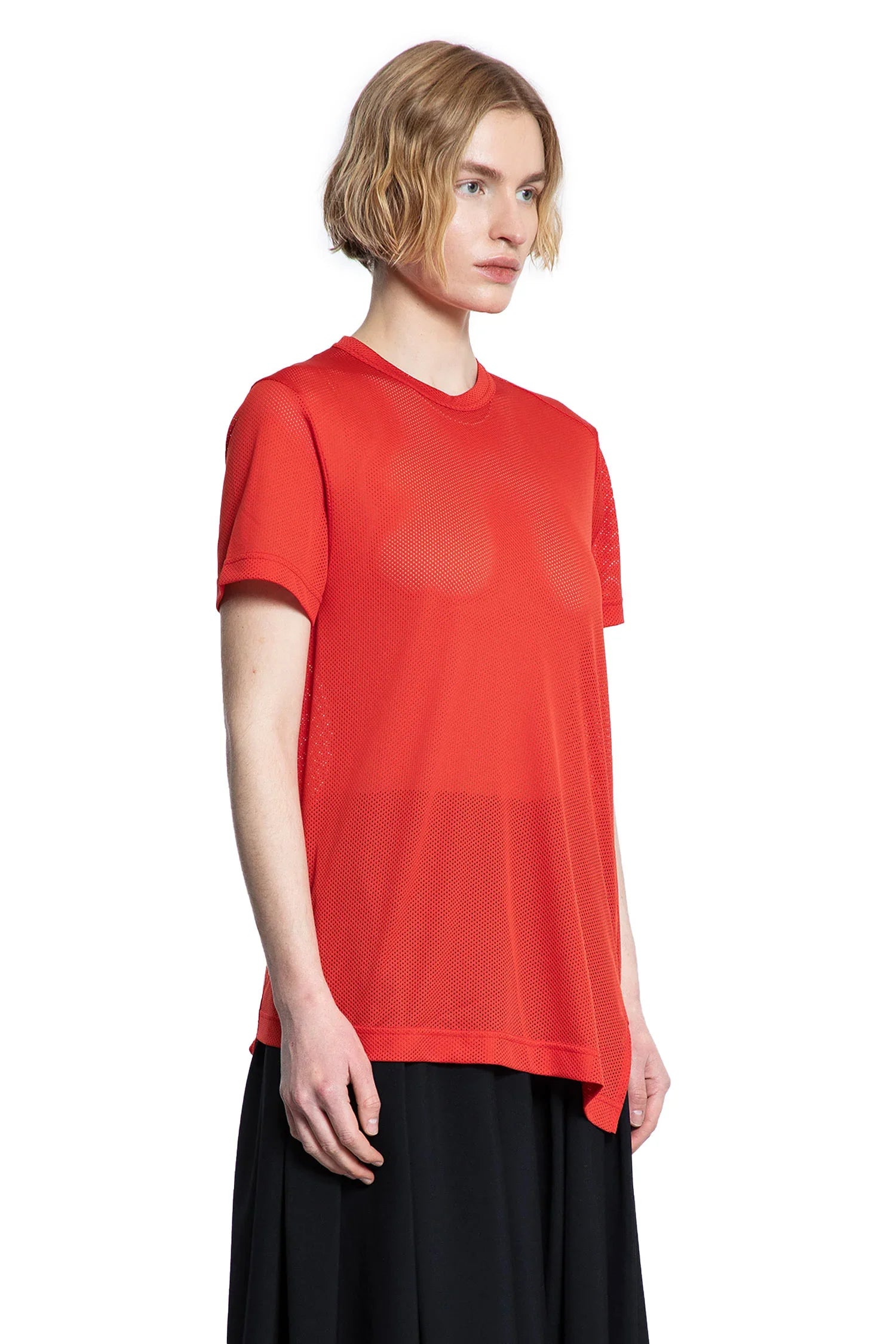 Asymmetric Nylon Mesh T-Shirt - Antonioli.eu