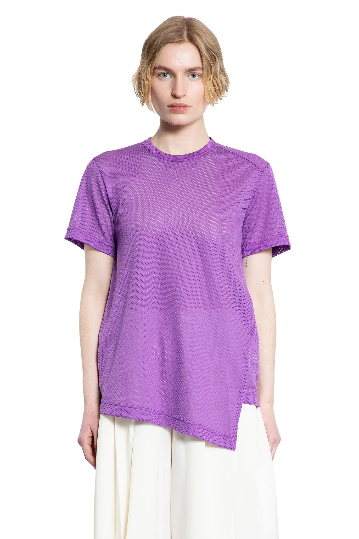 Asymmetric Nylon Mesh T-Shirt - Antonioli.eu