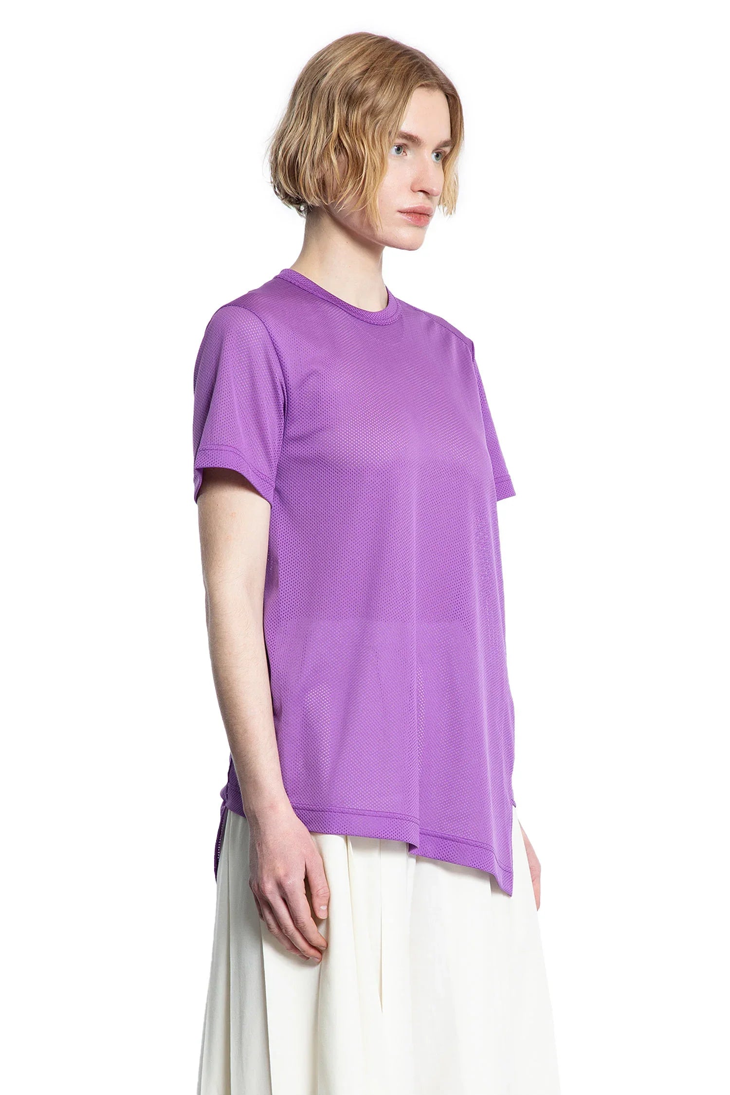 Asymmetric Nylon Mesh T-Shirt - Antonioli.eu