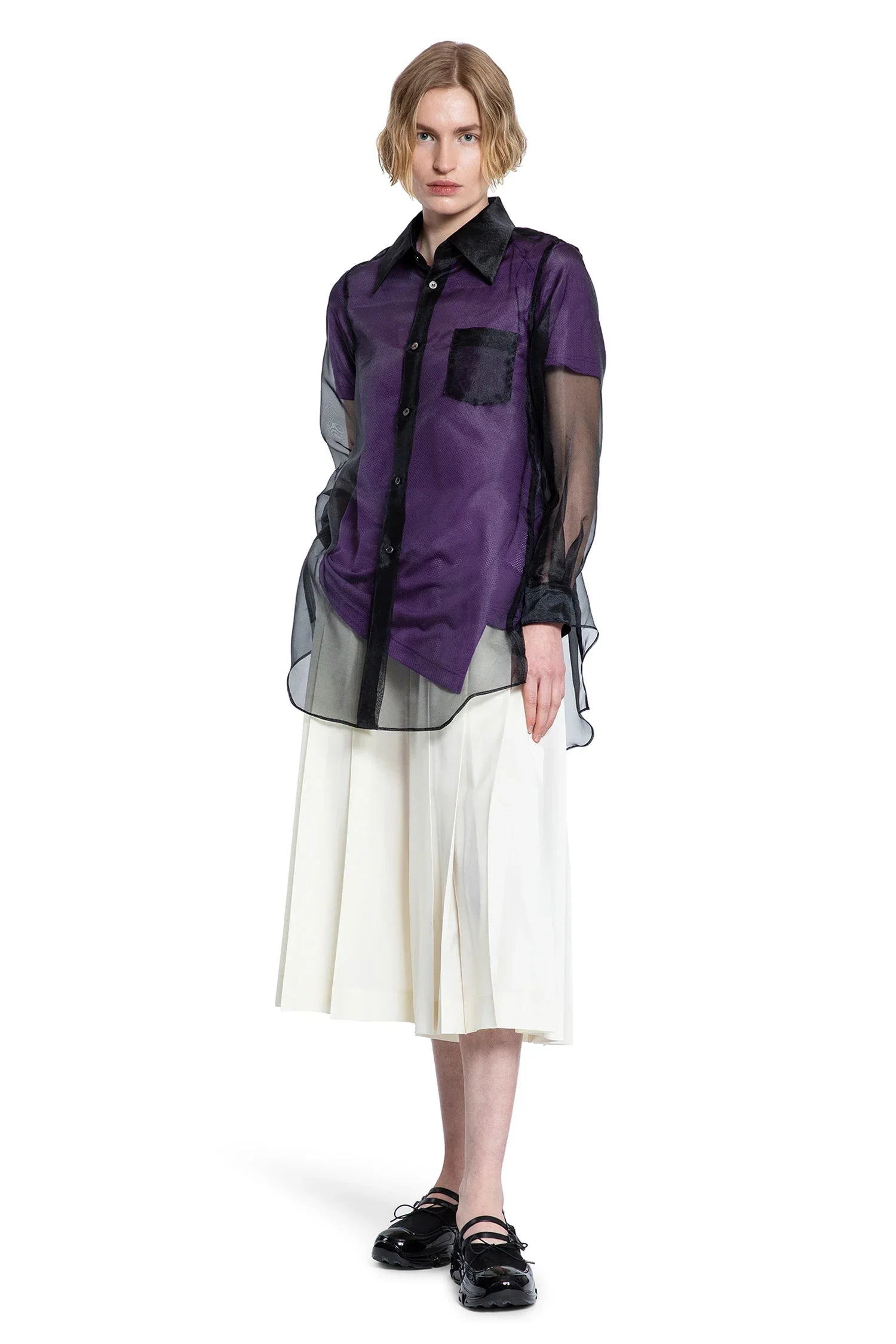 Asymmetric Nylon Mesh T-Shirt - Antonioli.eu