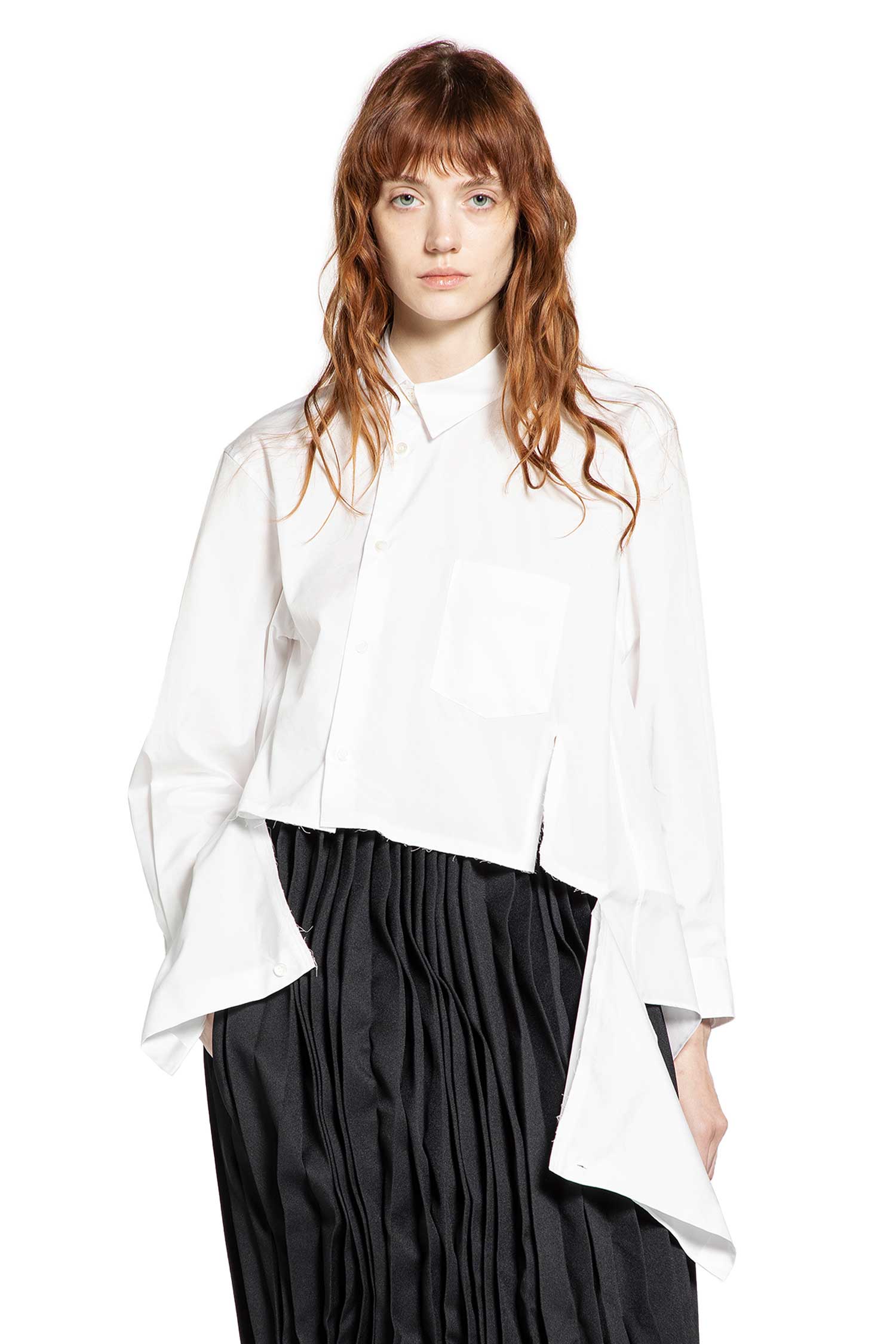Asymmetric Cropped Pocket Shirt - Antonioli.eu