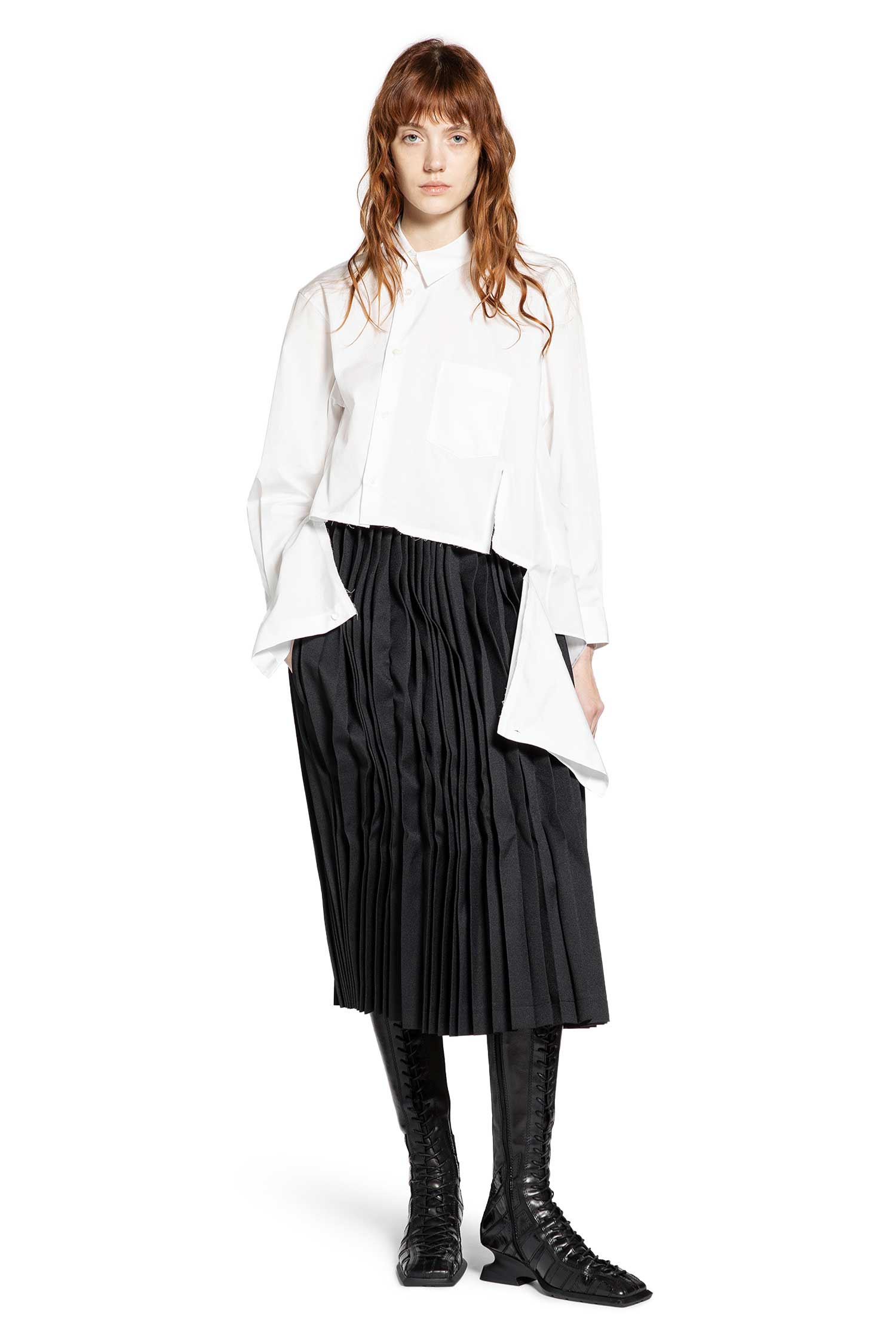 Asymmetric Cropped Pocket Shirt