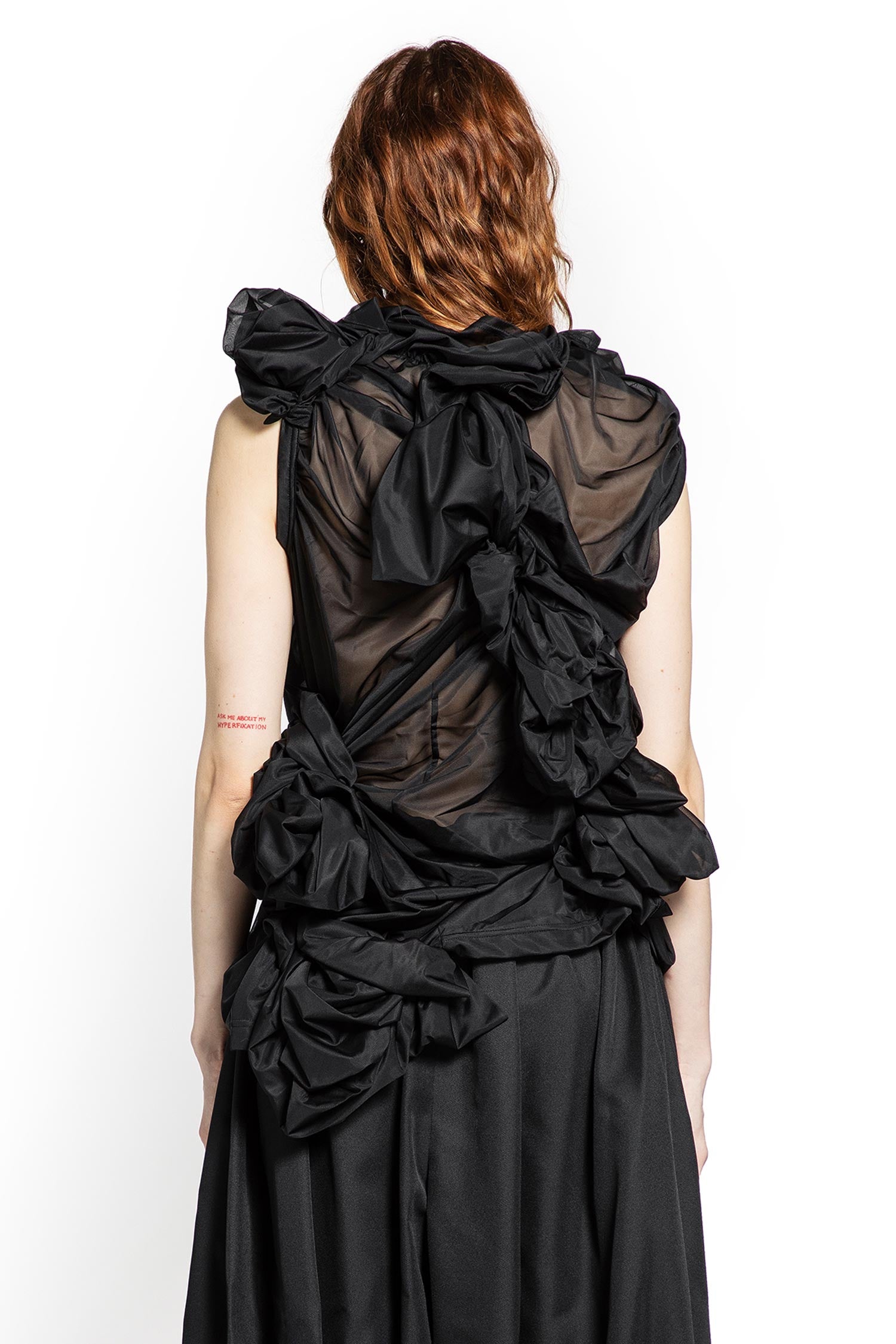 Gathered Sheer Nylon Sleeveless Top