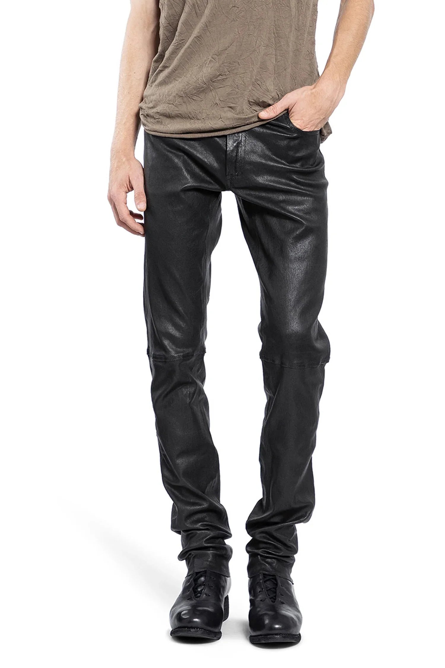Coated Lambskin 5 Pocket Pants - Antonioli.eu
