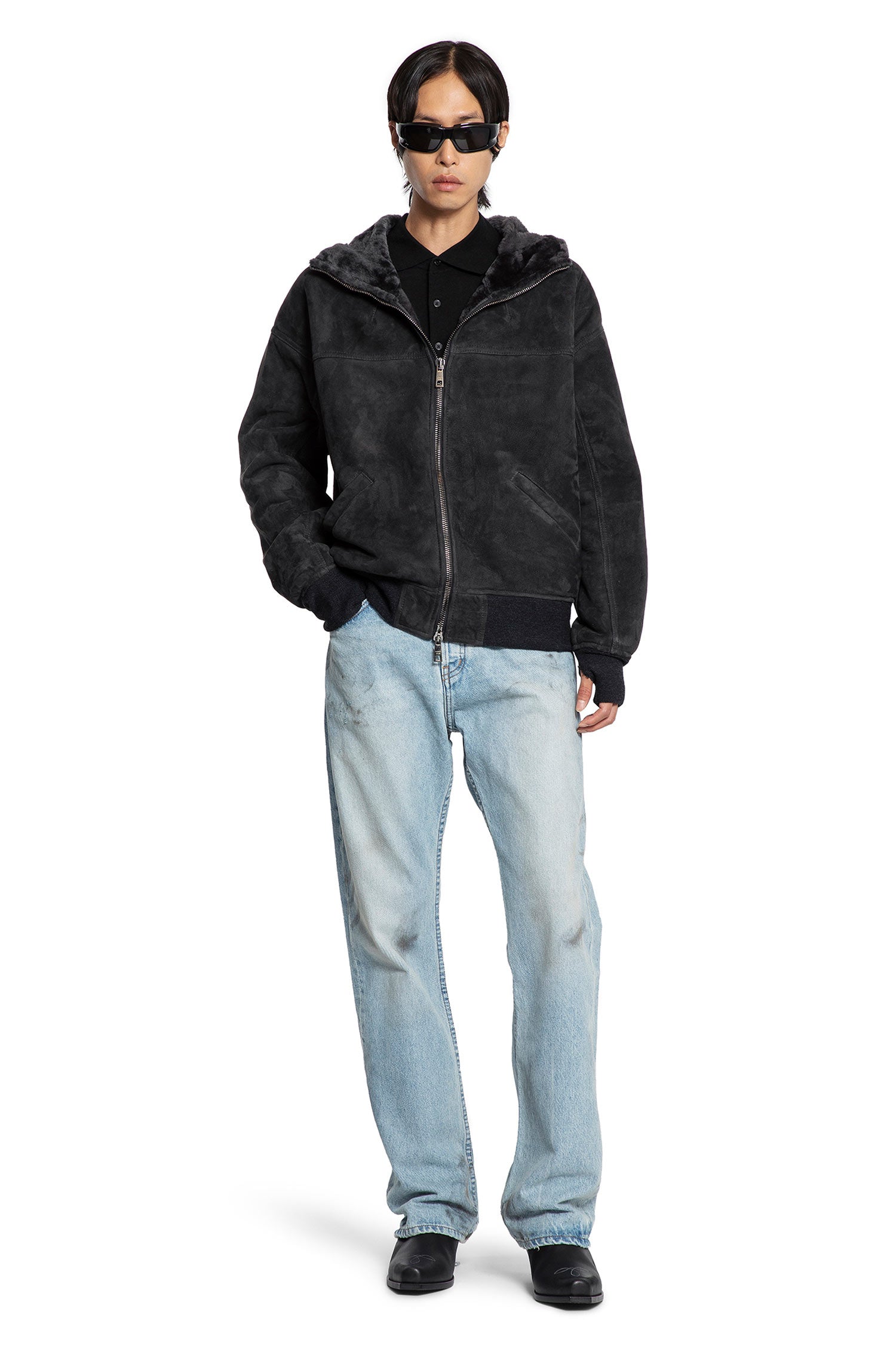 Velour Sheepskin Hooded Jacket - Antonioli.eu