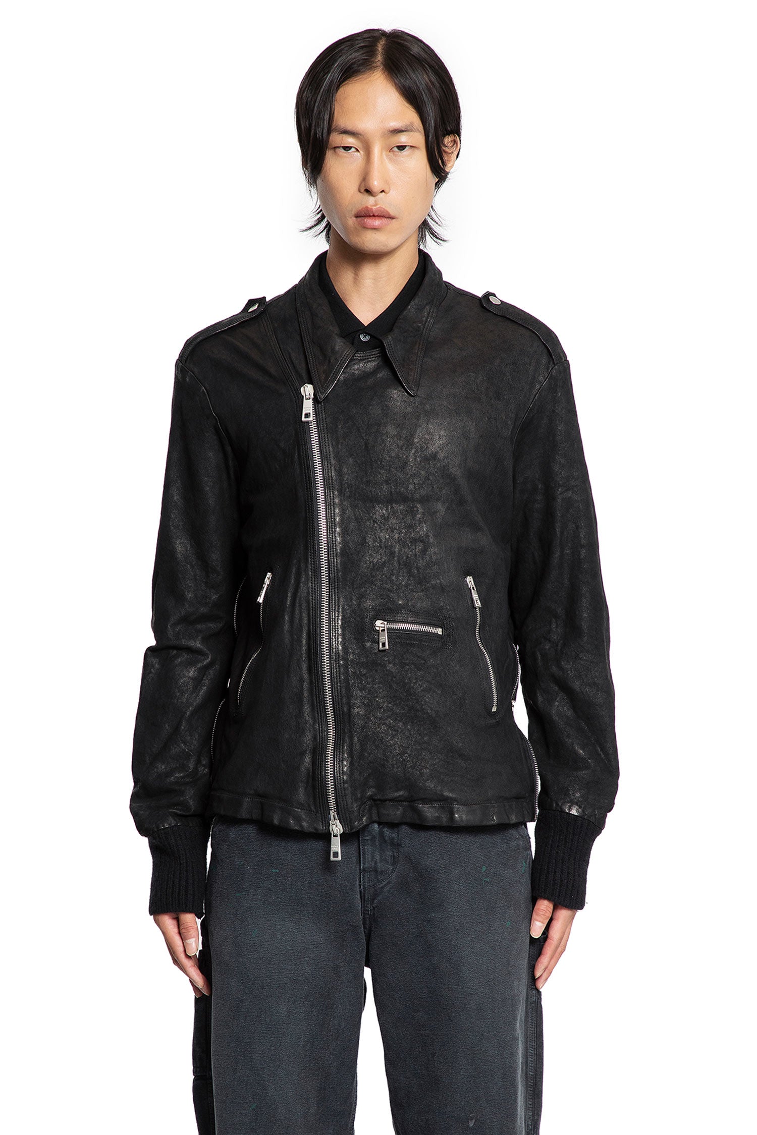 Waxed Lambskin Biker Jacket - Antonioli.eu