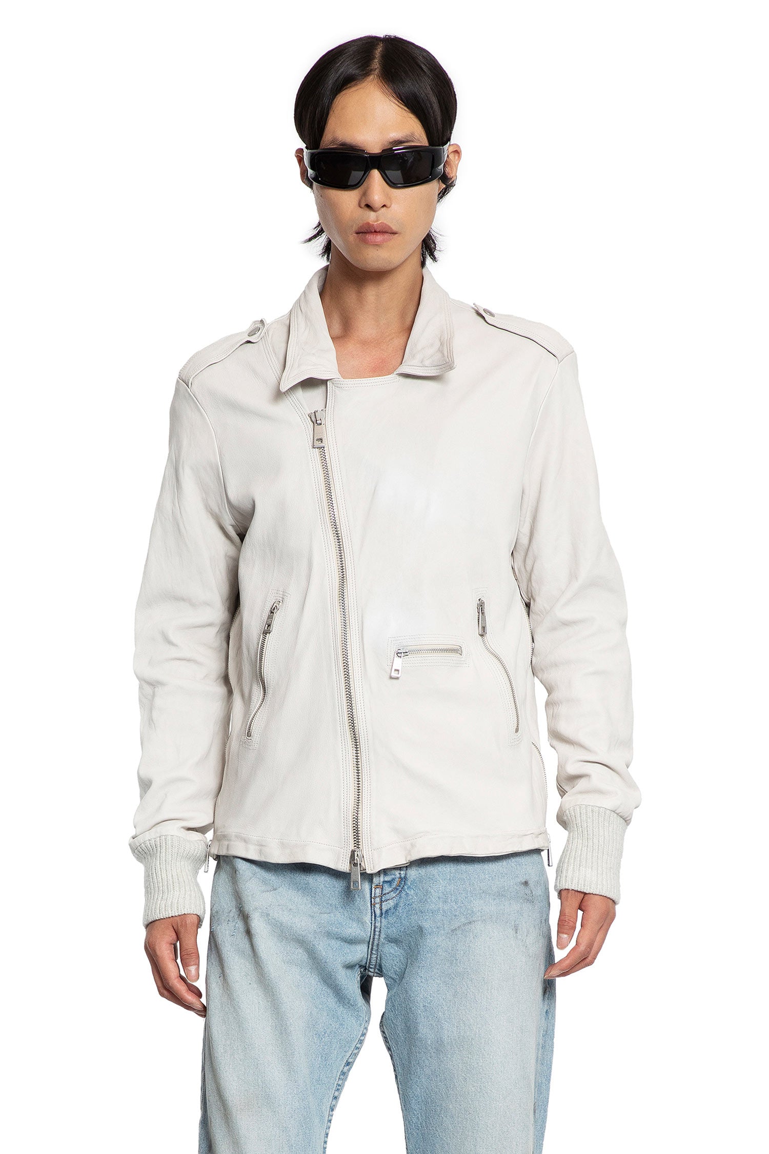 Crinkled faux Leather Biker Jacket - Antonioli.eu