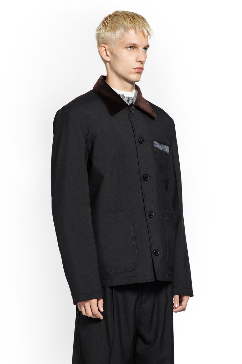 Wool Jacket with Corduroy Collar