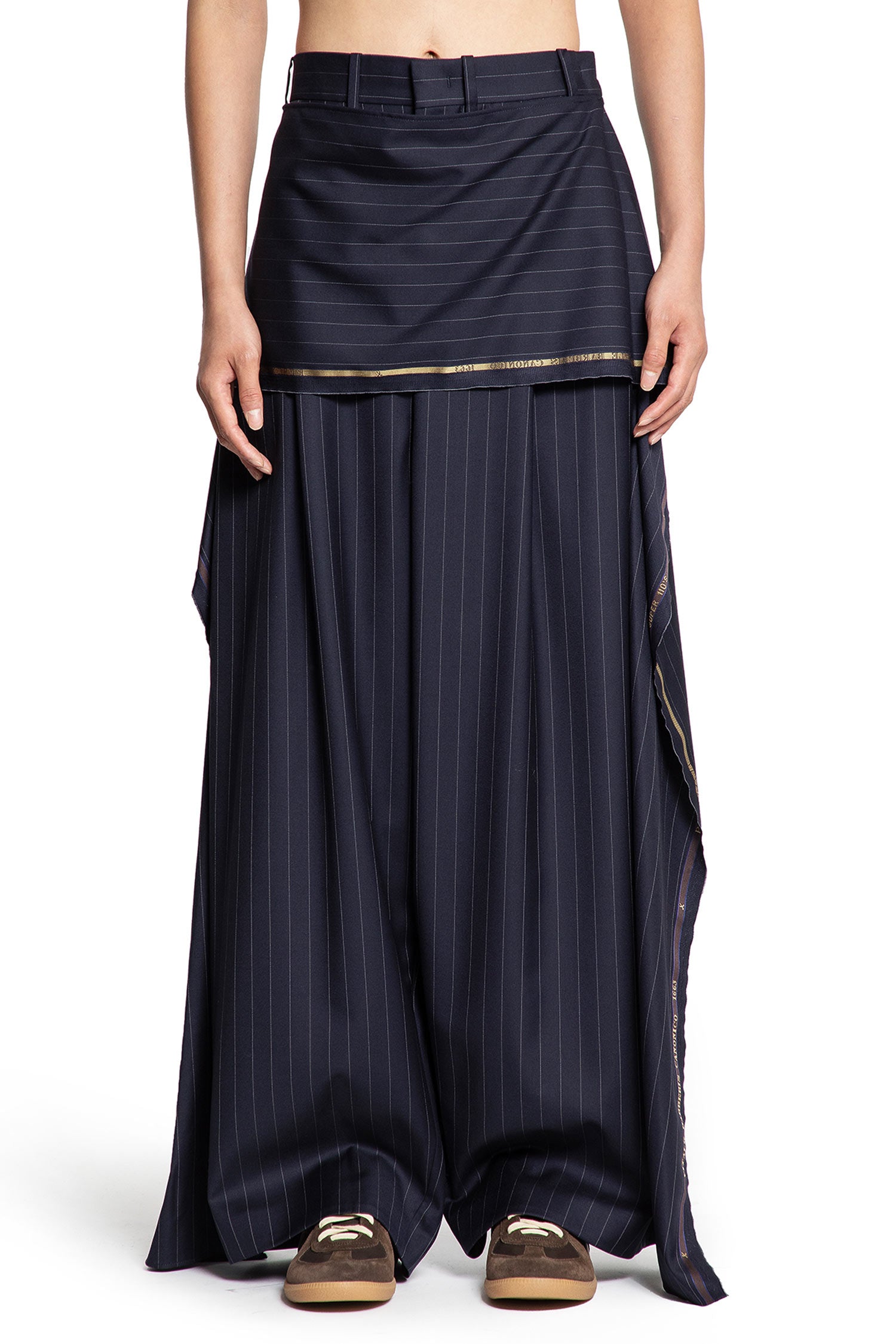 Pinstriped Wide Leg Trousers - Antonioli.eu