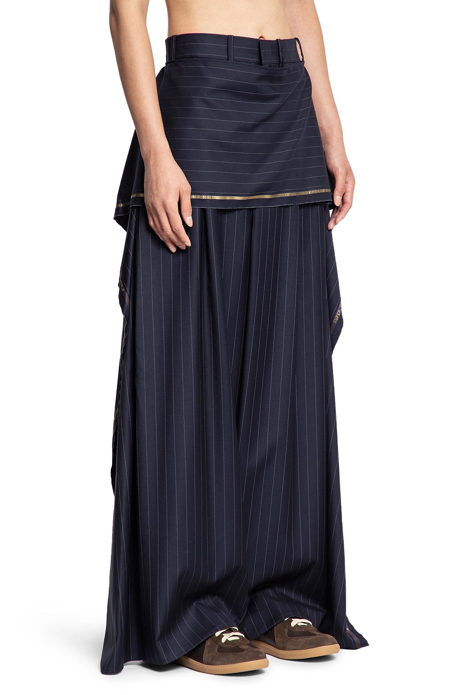 Pinstriped Wide Leg Trousers - Antonioli.eu