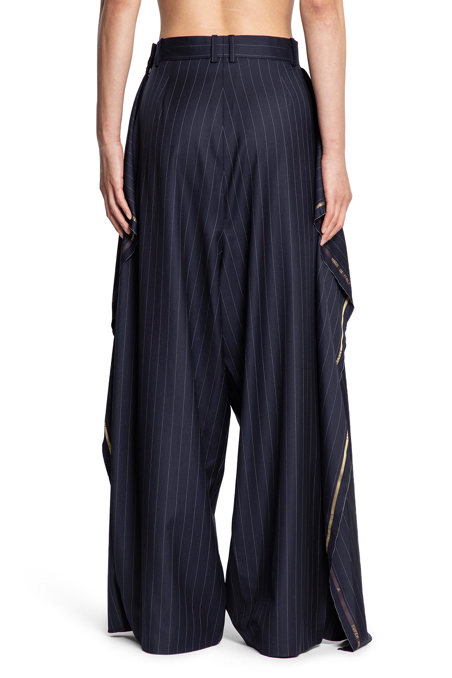 Pinstriped Wide Leg Trousers - Antonioli.eu