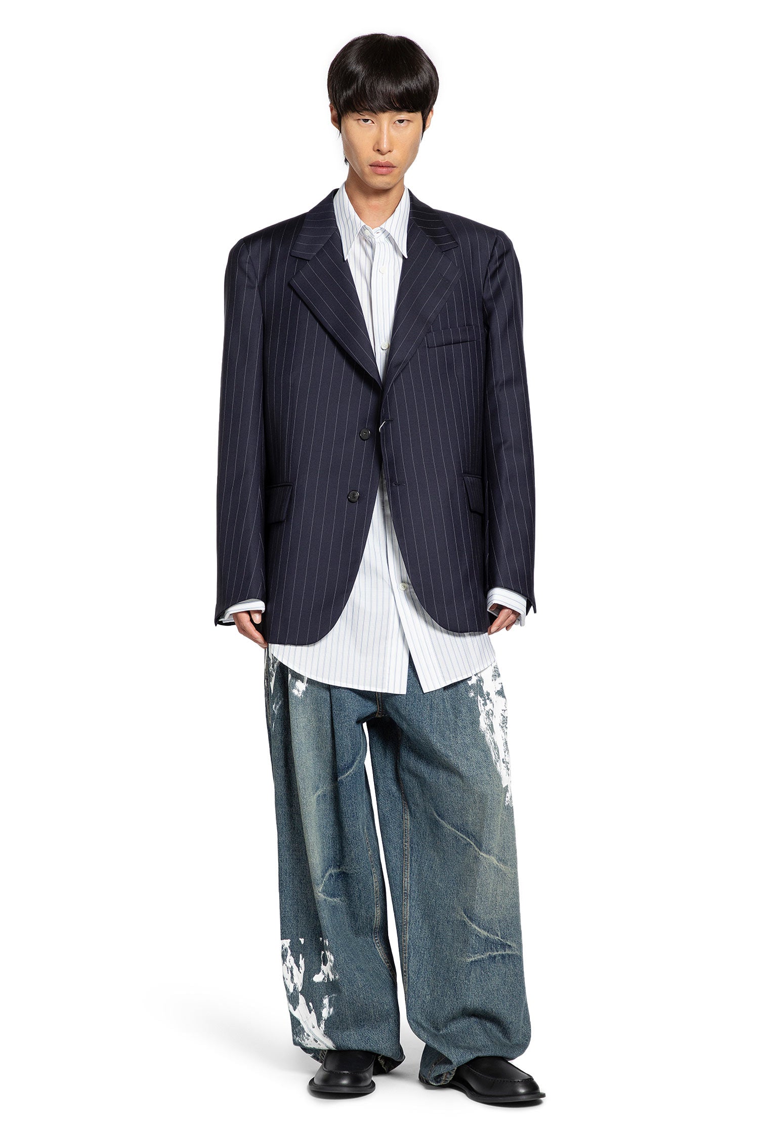Pleated Jeans in Washed Denim - Antonioli.eu