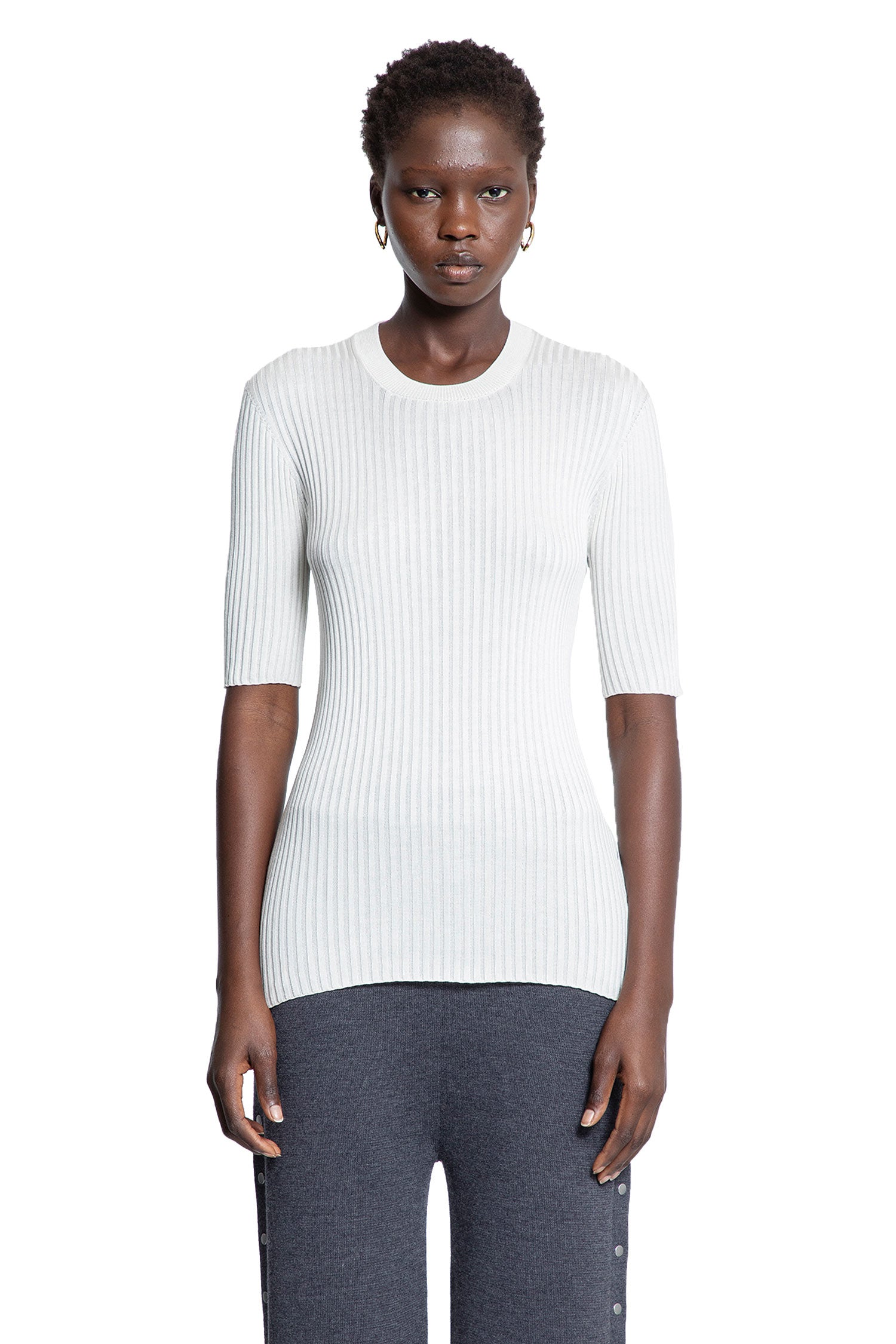 Silk Ribbed-Knit Top - Antonioli.eu