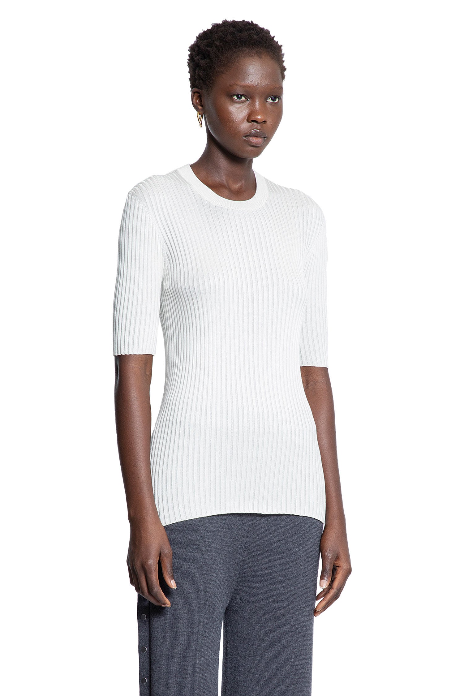 Silk Ribbed-Knit Top - Antonioli.eu