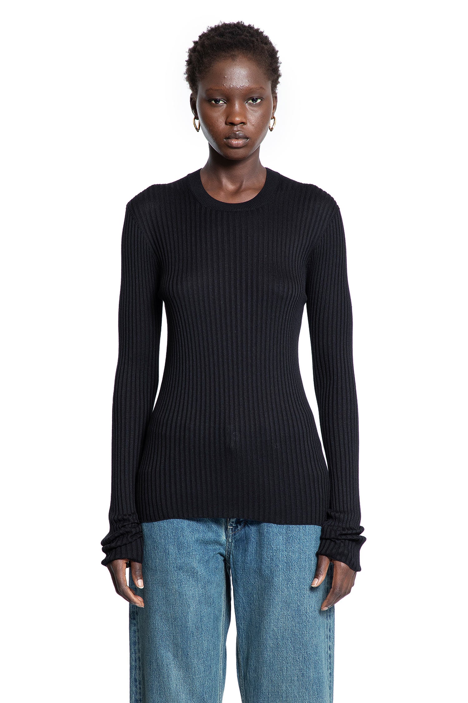 Silk Ribbed-Knit Sweater - Antonioli.eu