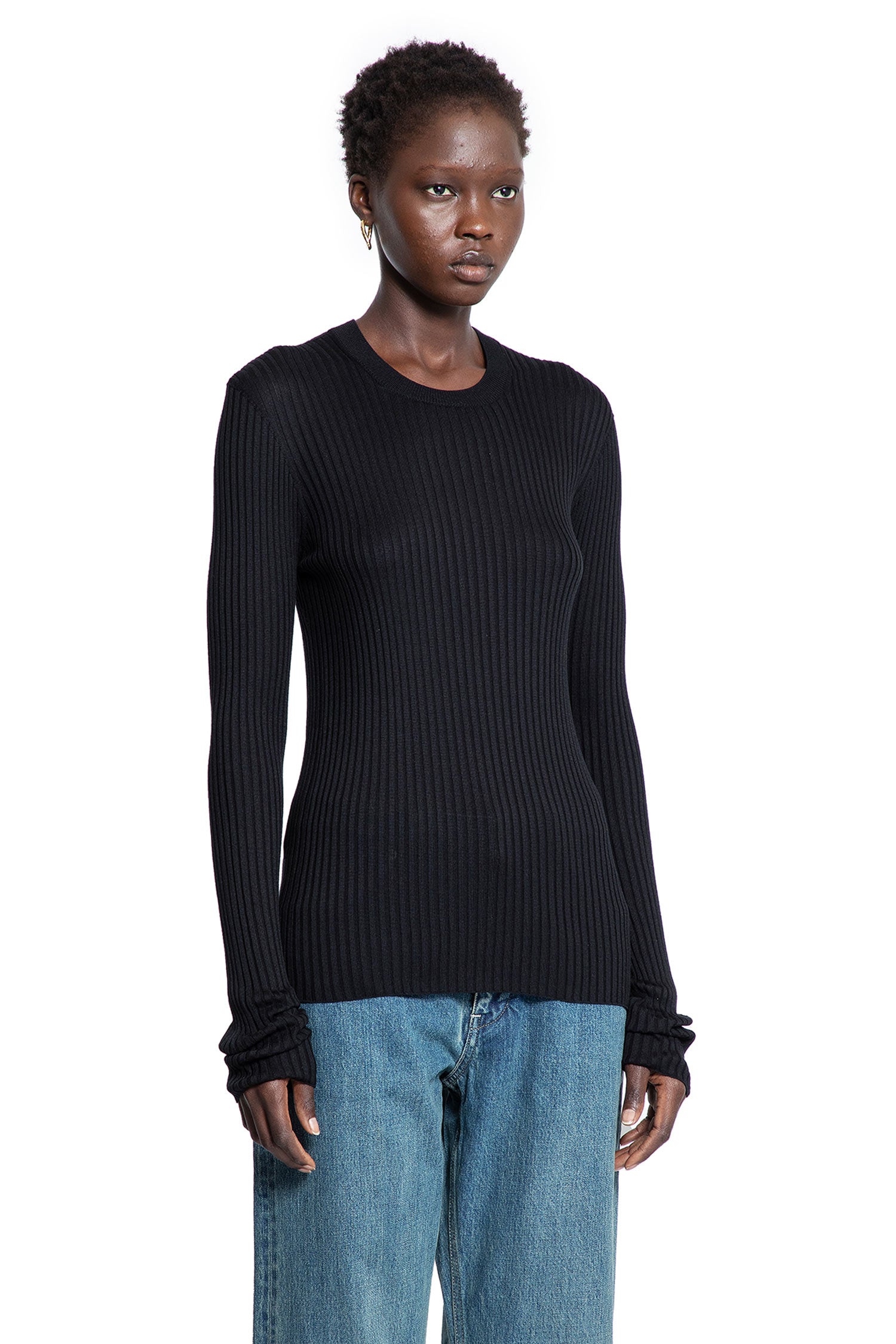 Silk Ribbed-Knit Sweater - Antonioli.eu