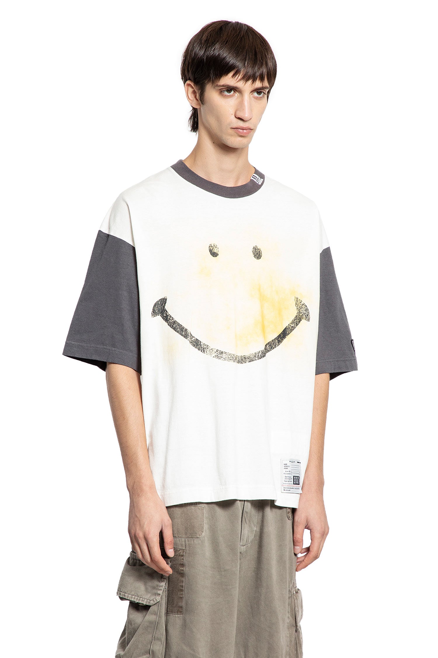 Smiley Face Printed Ringer Tee - Antonioli.eu