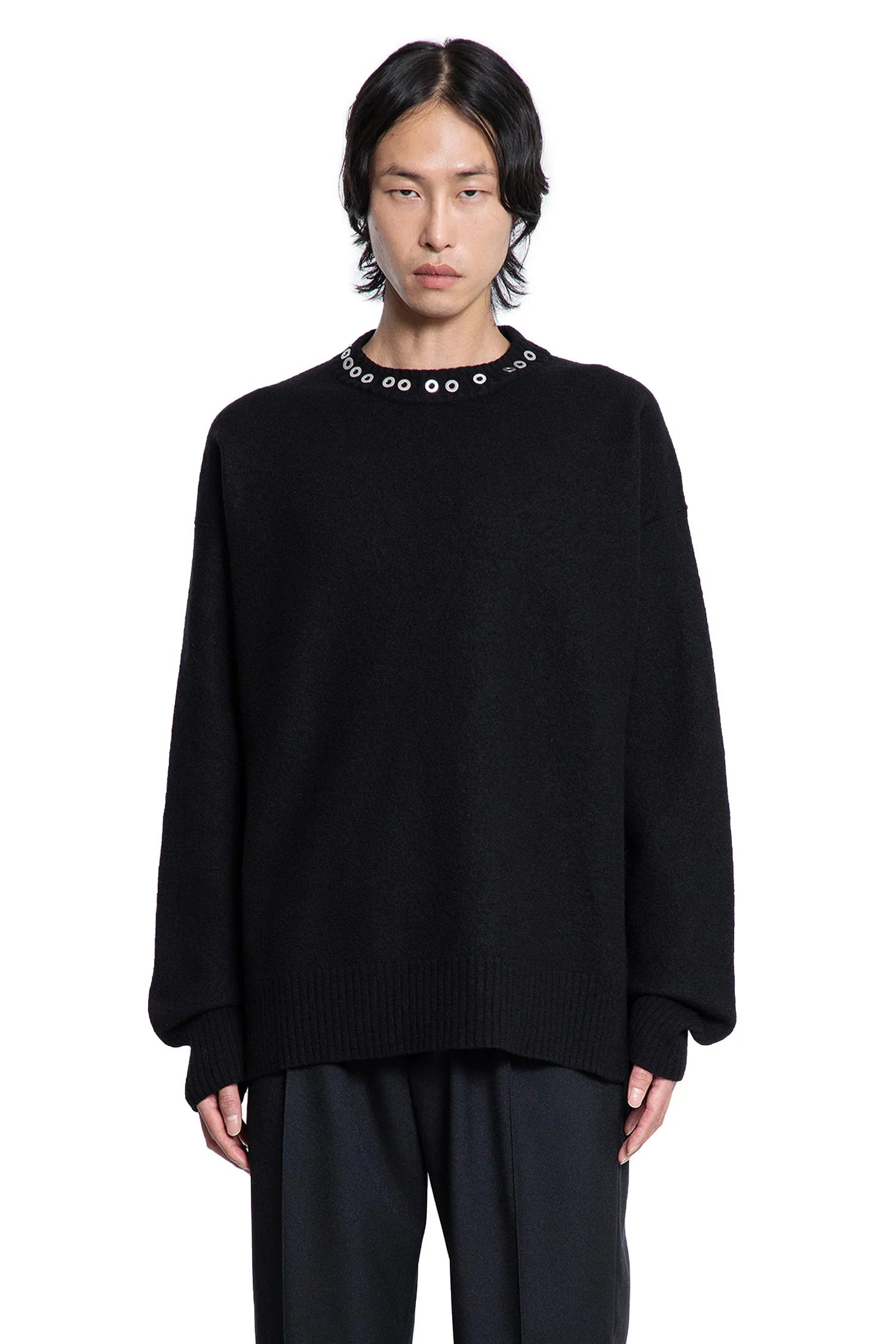 Crewneck Jumper with Stud Application - Antonioli.eu