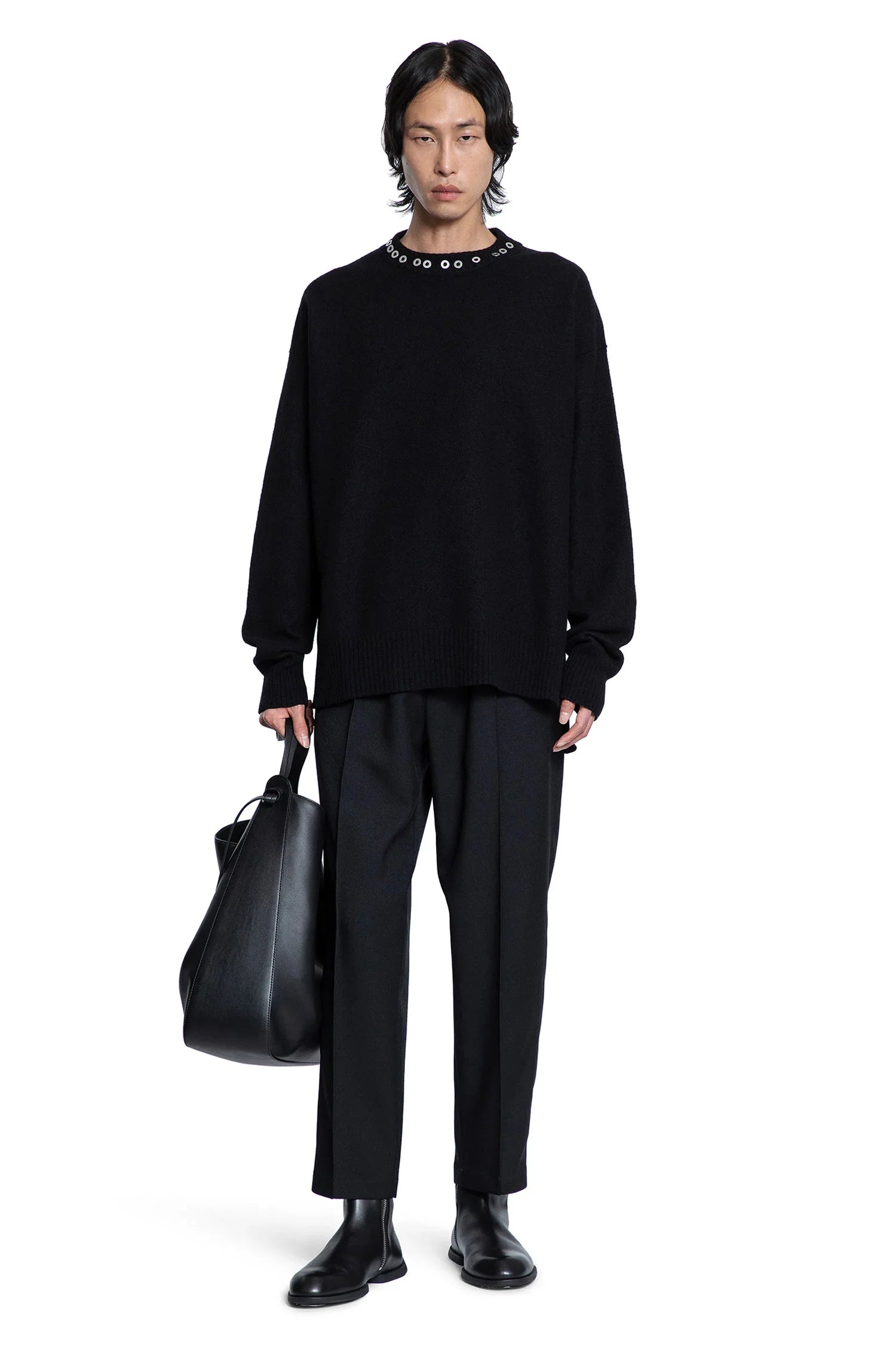 Crewneck Jumper with Stud Application - Antonioli.eu