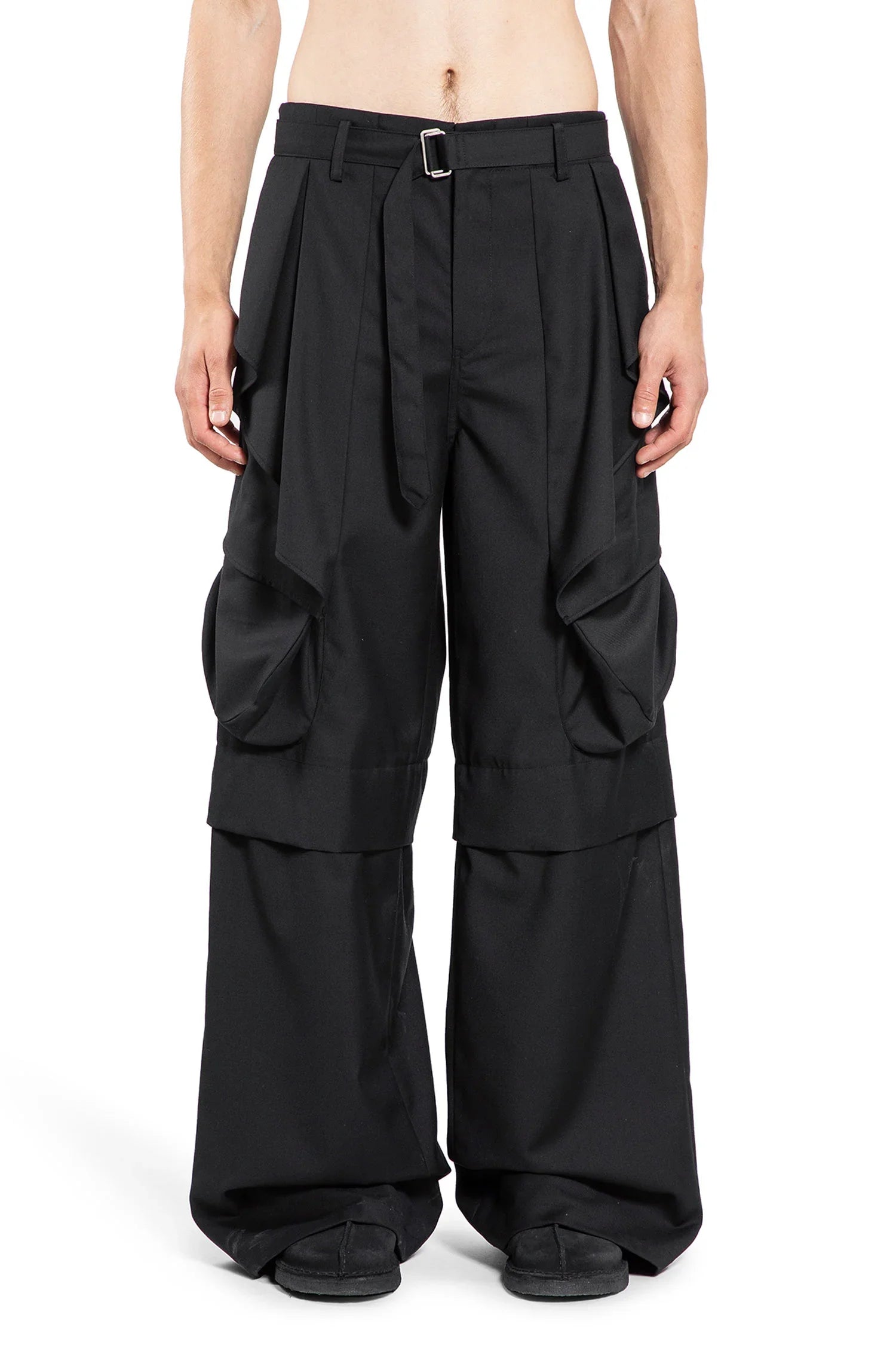 Wide Leg Belted Drape Trousers - Antonioli.eu