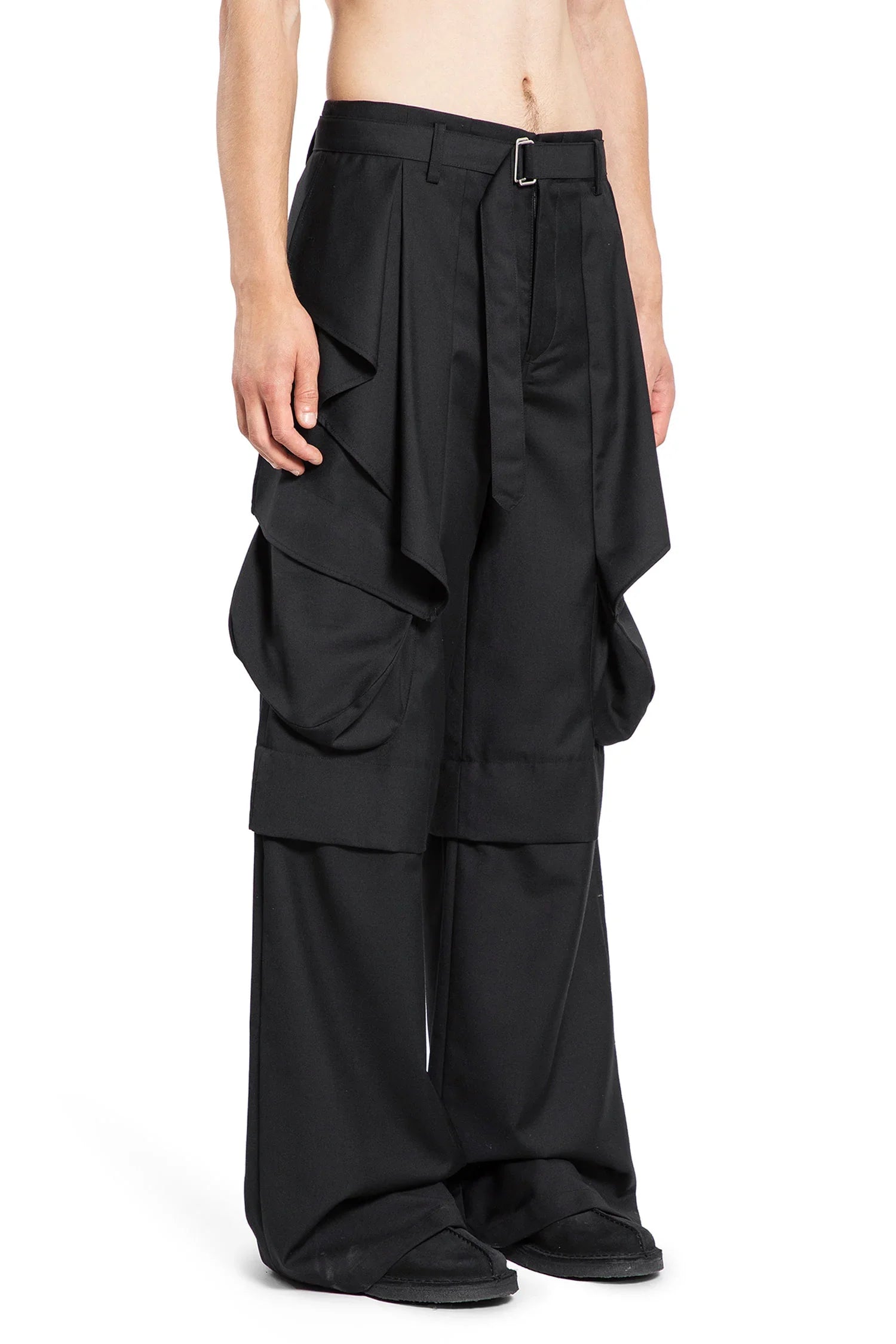 Wide Leg Belted Drape Trousers - Antonioli.eu
