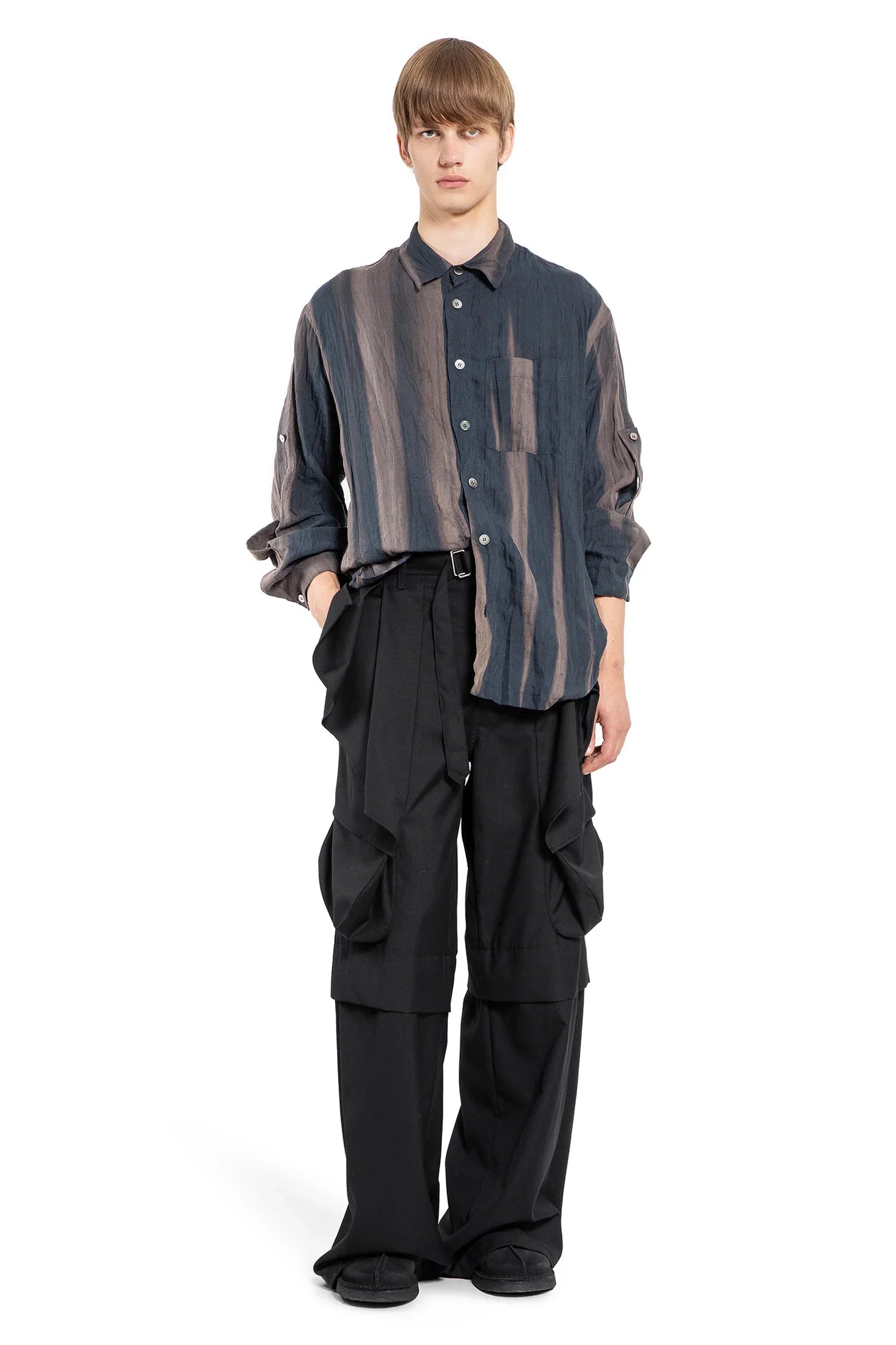 Wide Leg Belted Drape Trousers - Antonioli.eu