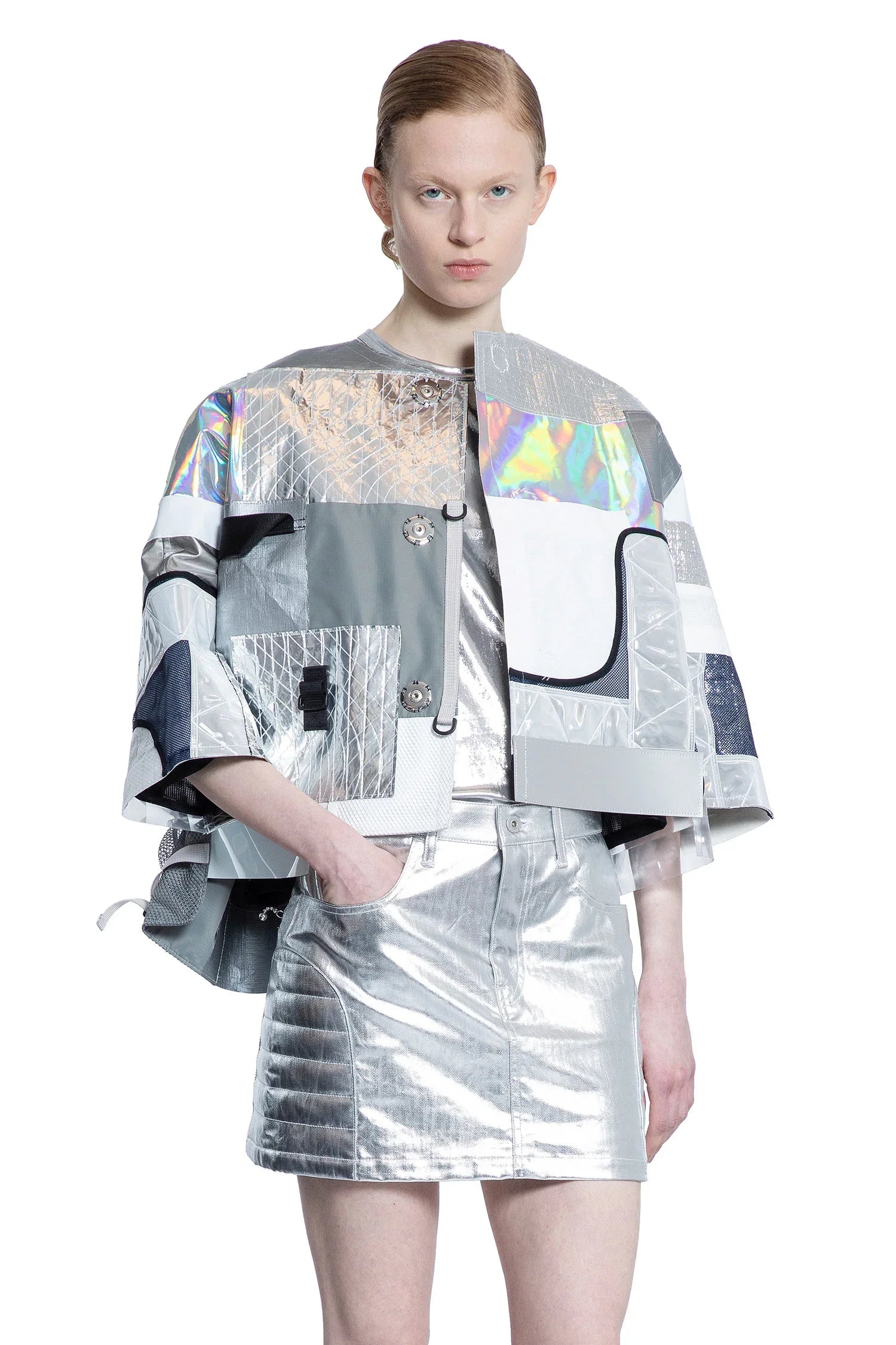 Iridescent Nylon Patchwork Jacket - Antonioli.eu