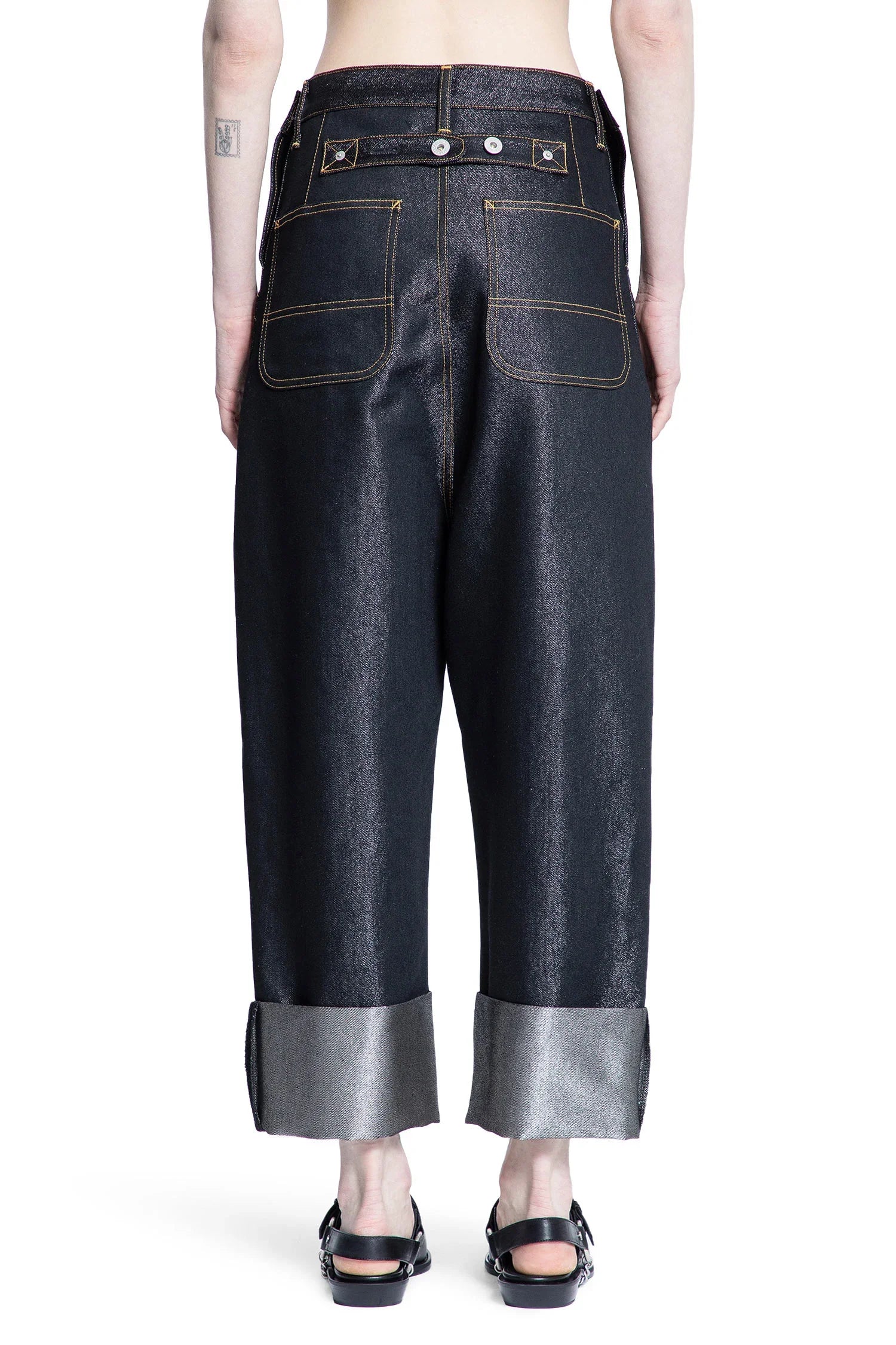 Cotton Cupro Polyester Turn-Up Jeans - Antonioli.eu