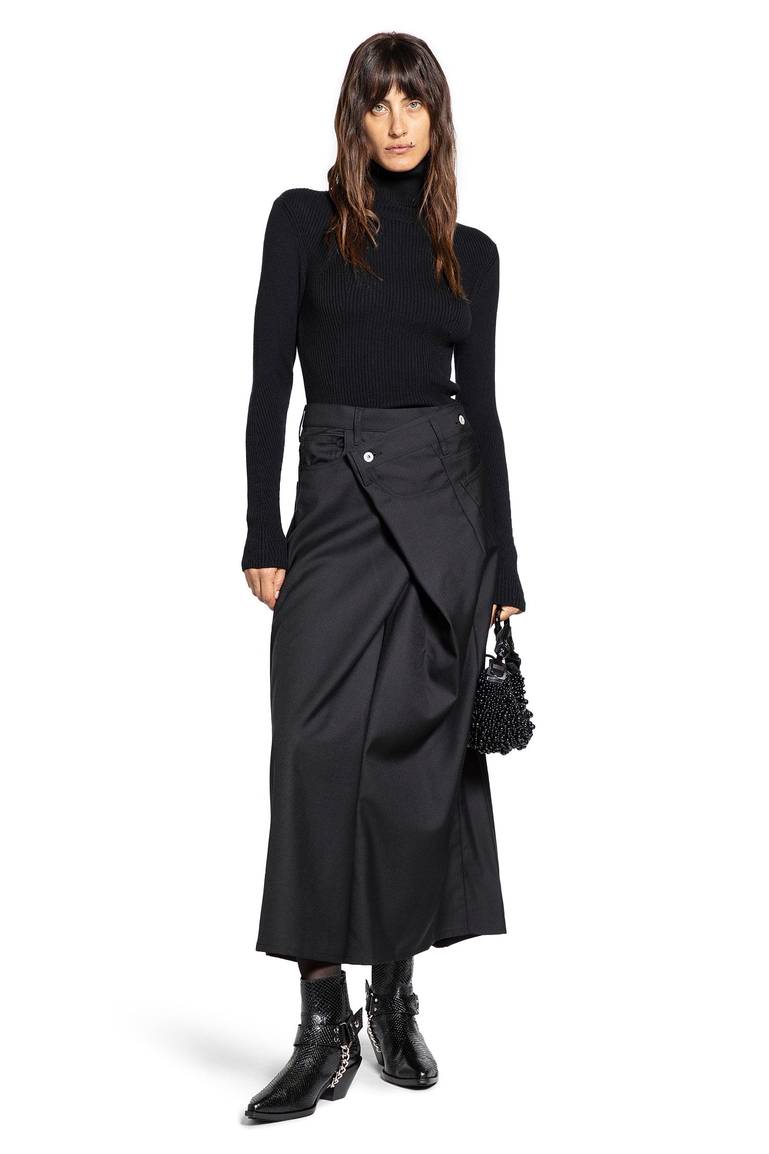Wrap Front Skirt in Wool