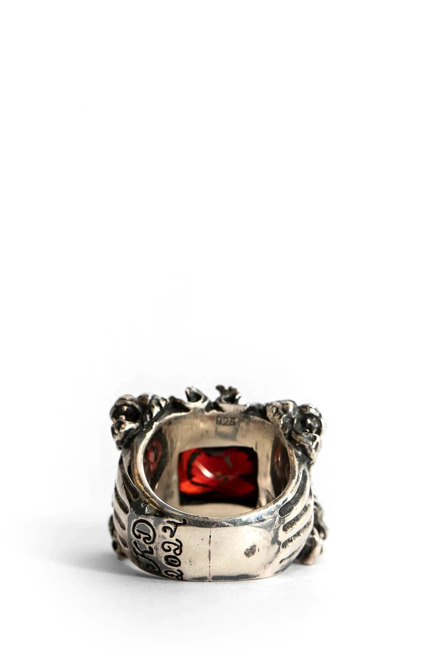 4 Tiger Ring With Dark Red Stone - Antonioli.eu