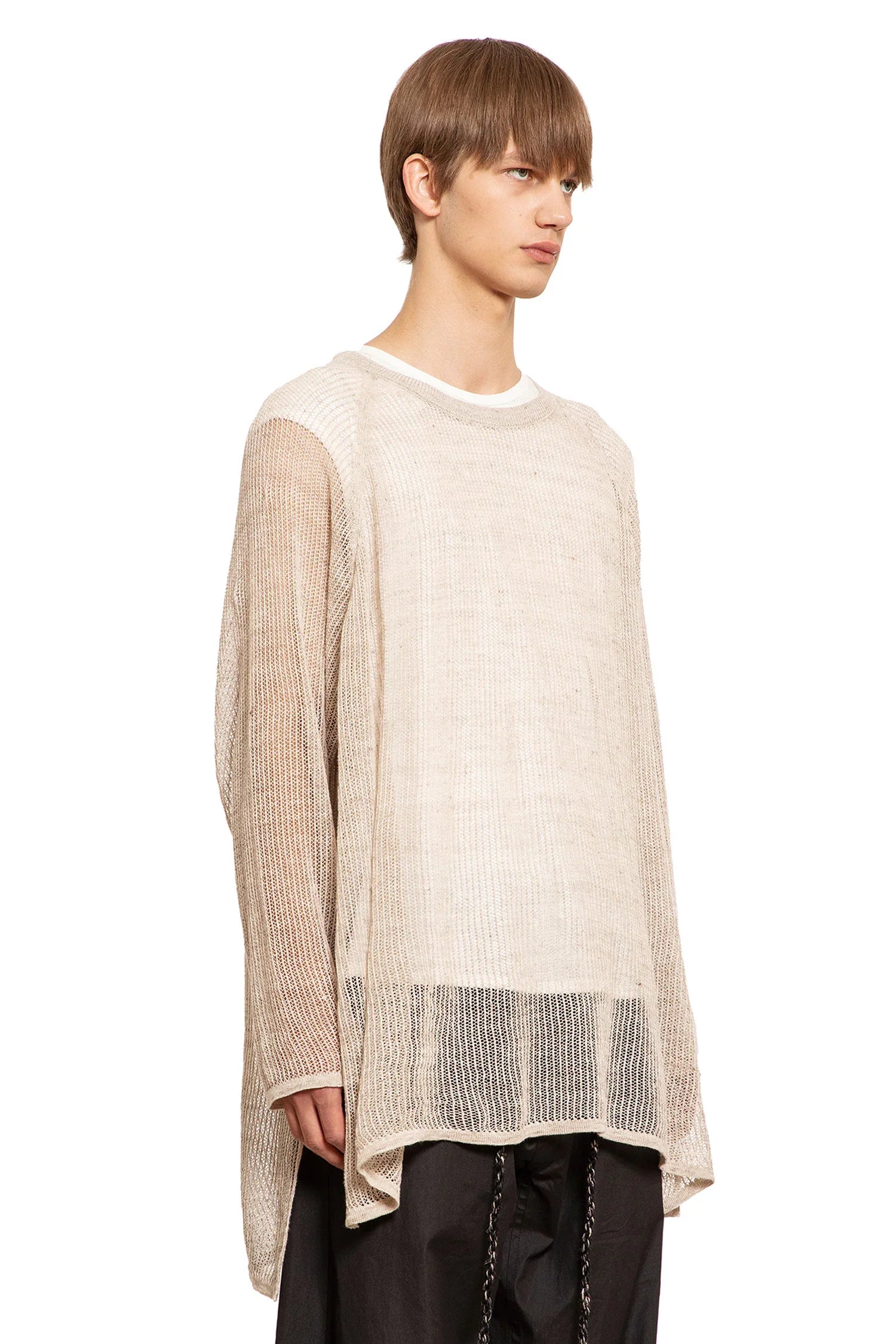 Oversized mesh ajour knit sweater - Antonioli.eu
