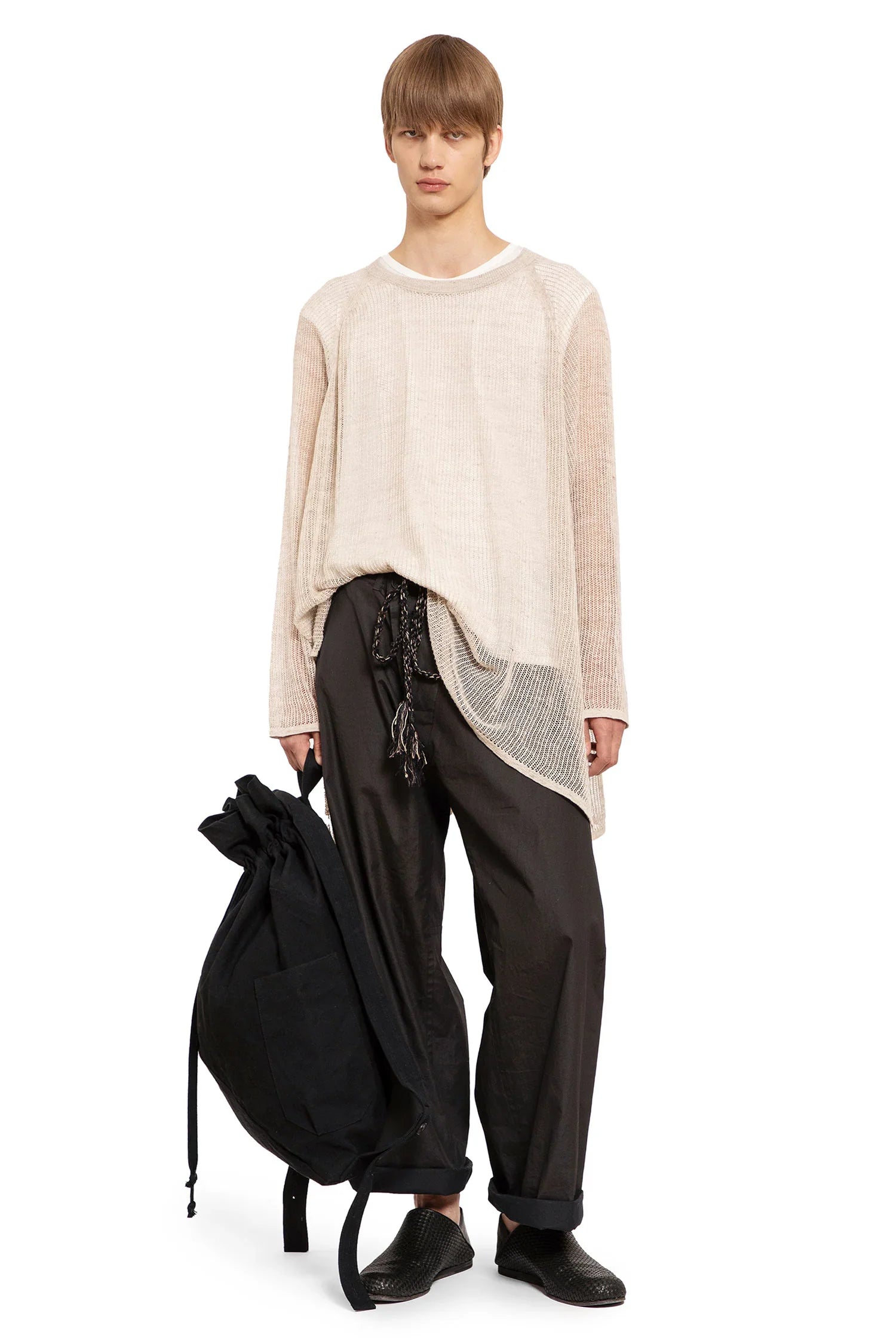 Oversized mesh ajour knit sweater - Antonioli.eu