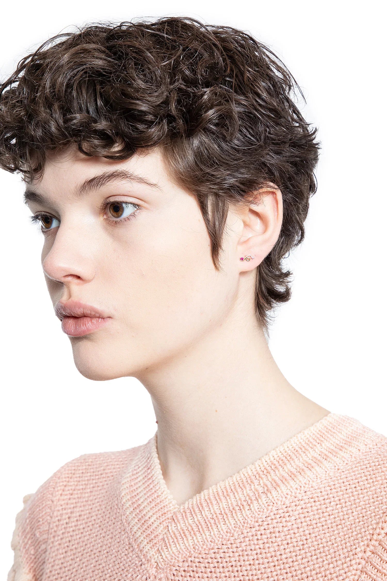 Two Stone Mini Loop Single Earring - Antonioli.eu