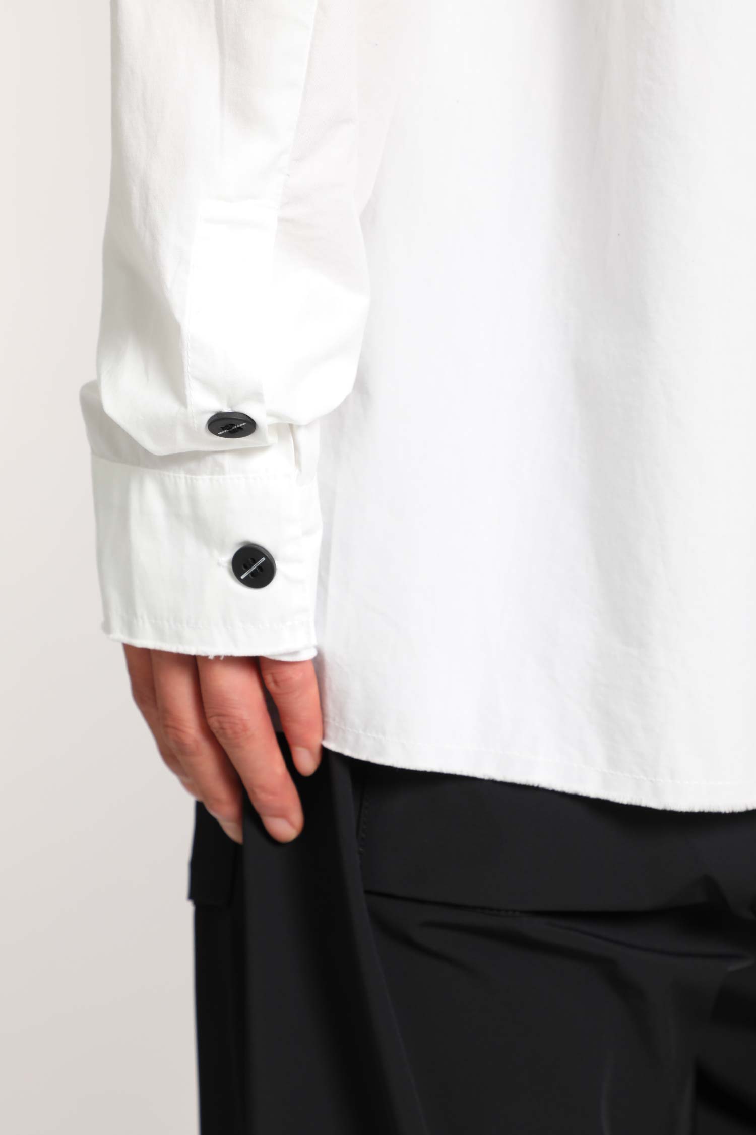 Cotton Poplin Stand Collar Shirt
