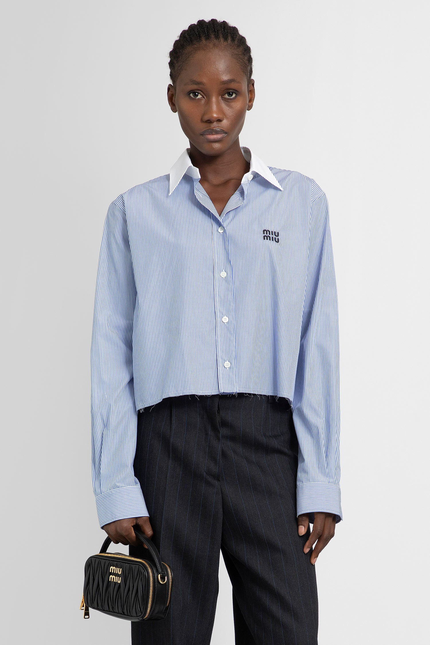 MIU MIU WOMAN BLUE SHIRTS