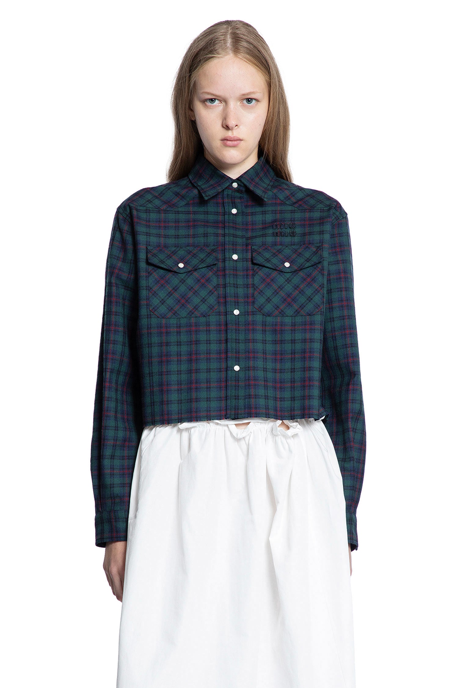 Wool Tartan Cropped Shirt