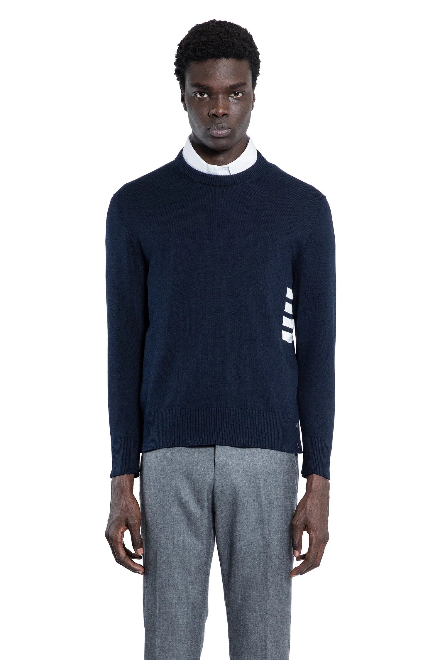4 bar stripe cotton sweater - Antonioli.eu