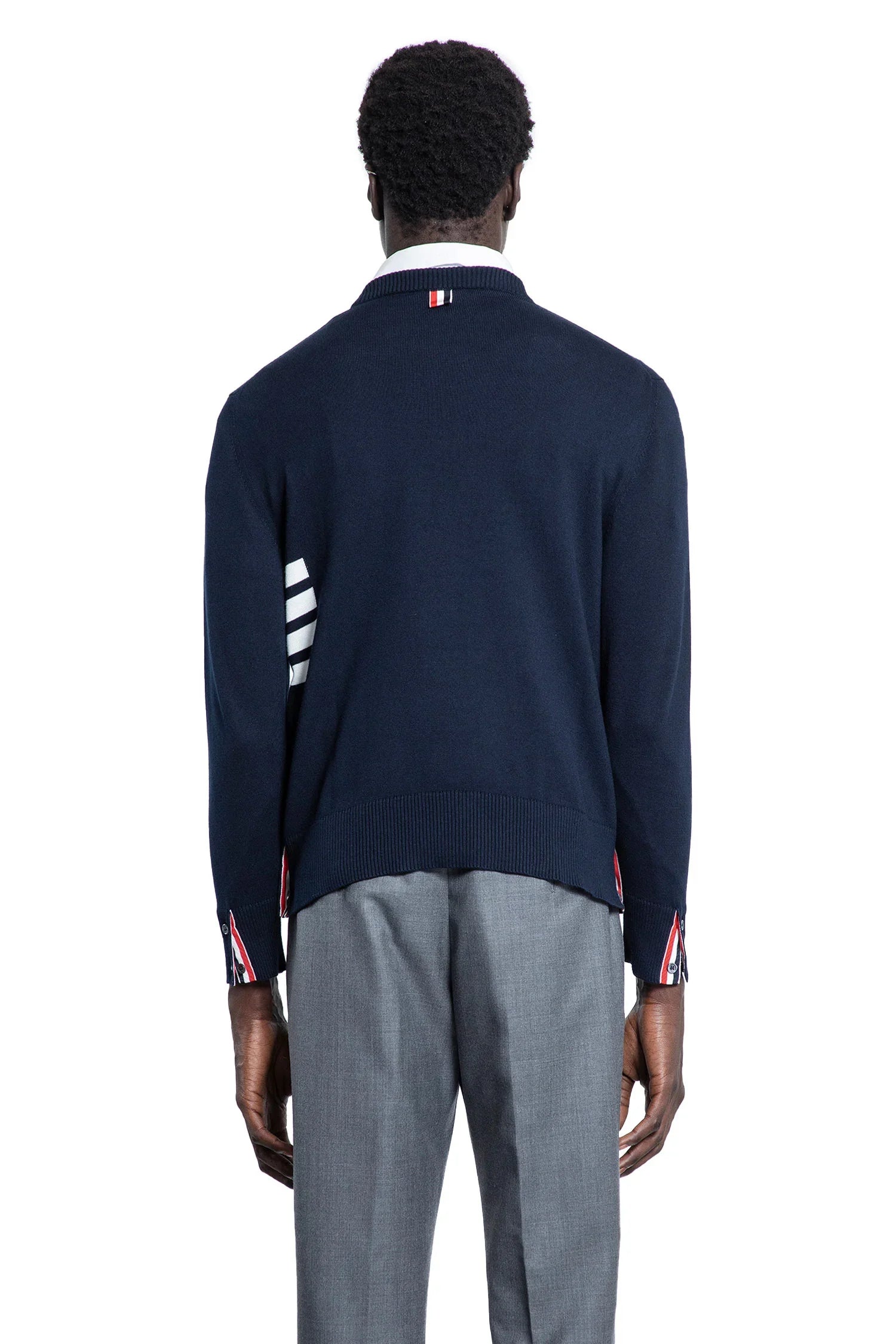 4 bar stripe cotton sweater - Antonioli.eu
