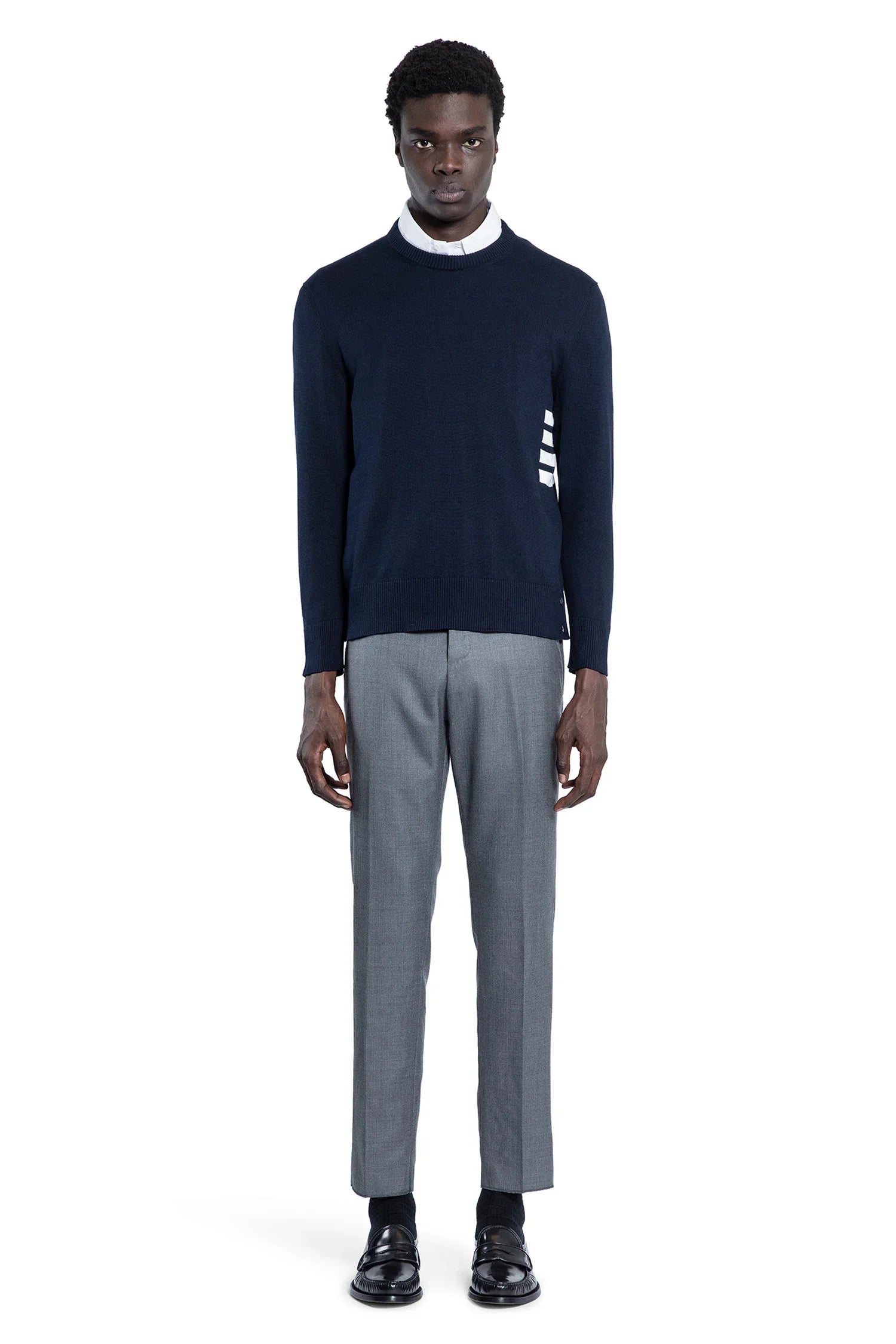 4 bar stripe cotton sweater - Antonioli.eu