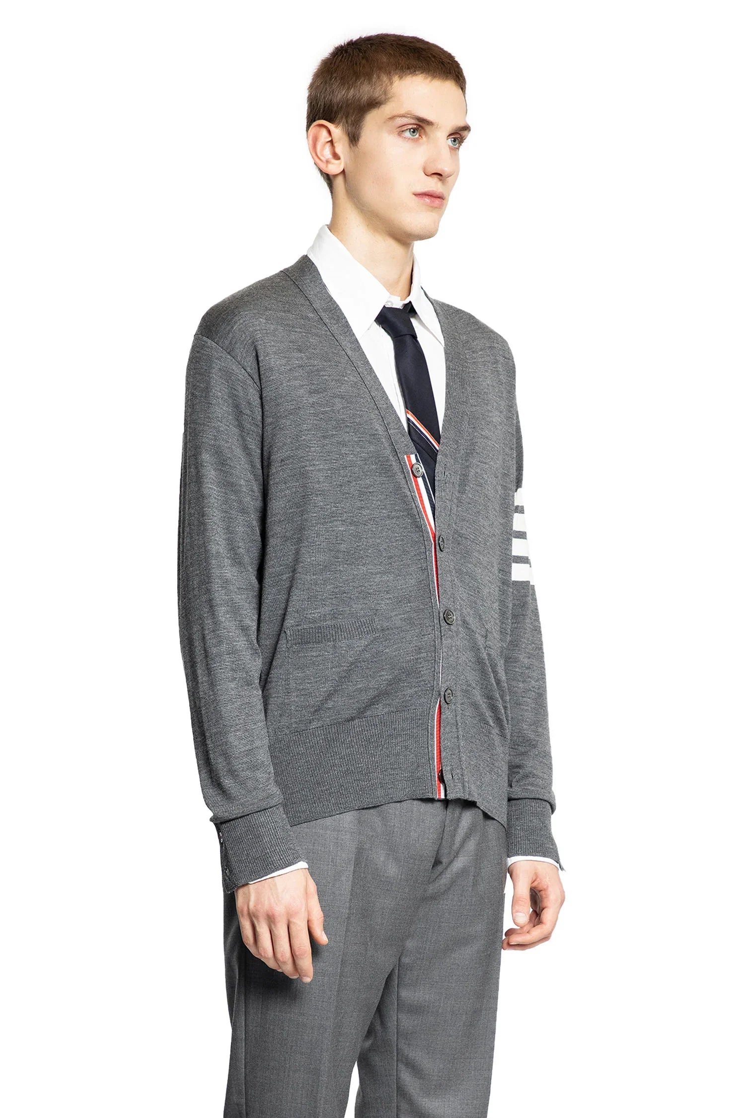Merino Wool 4-Bar Cardigan - Antonioli.eu