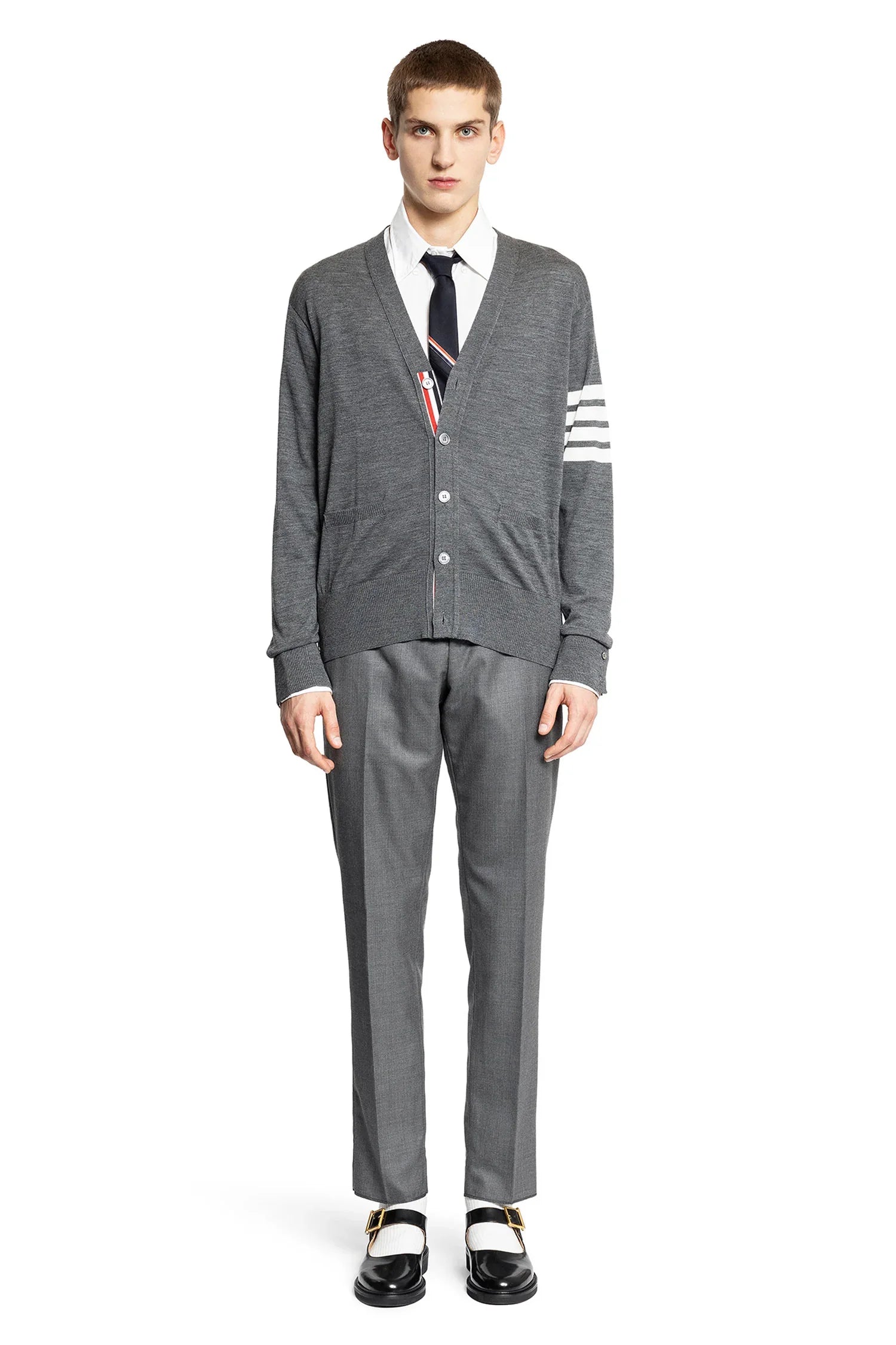 Merino Wool 4-Bar Cardigan - Antonioli.eu