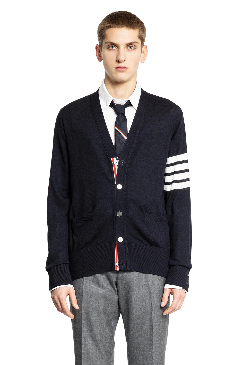 Merino Wool 4-Bar Cardigan - Antonioli.eu