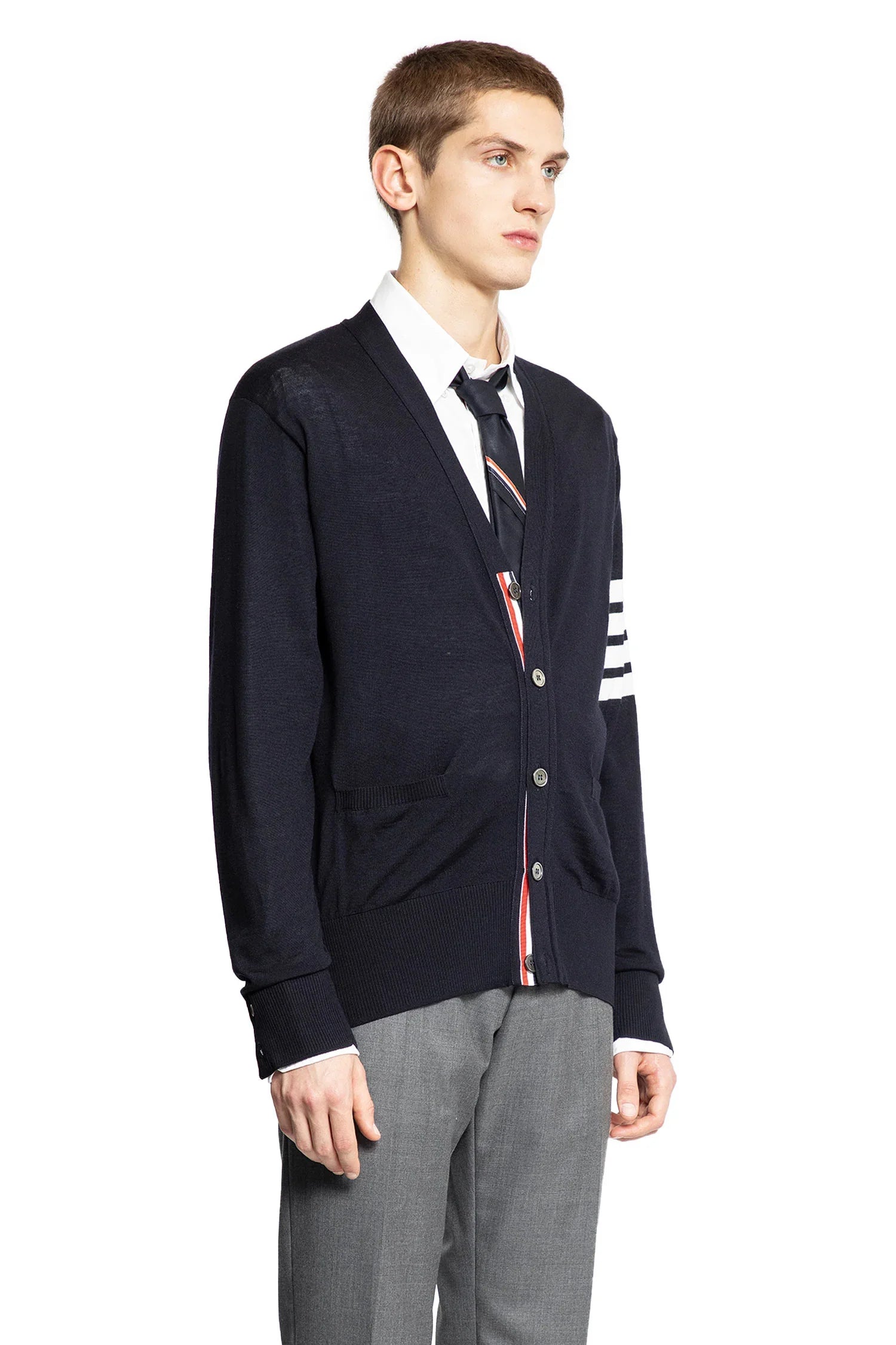 Merino Wool 4-Bar Cardigan - Antonioli.eu