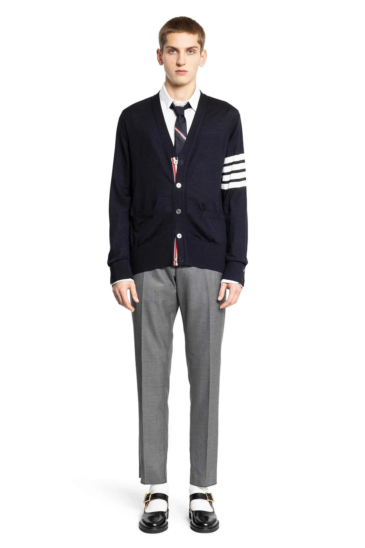 Merino Wool 4-Bar Cardigan - Antonioli.eu